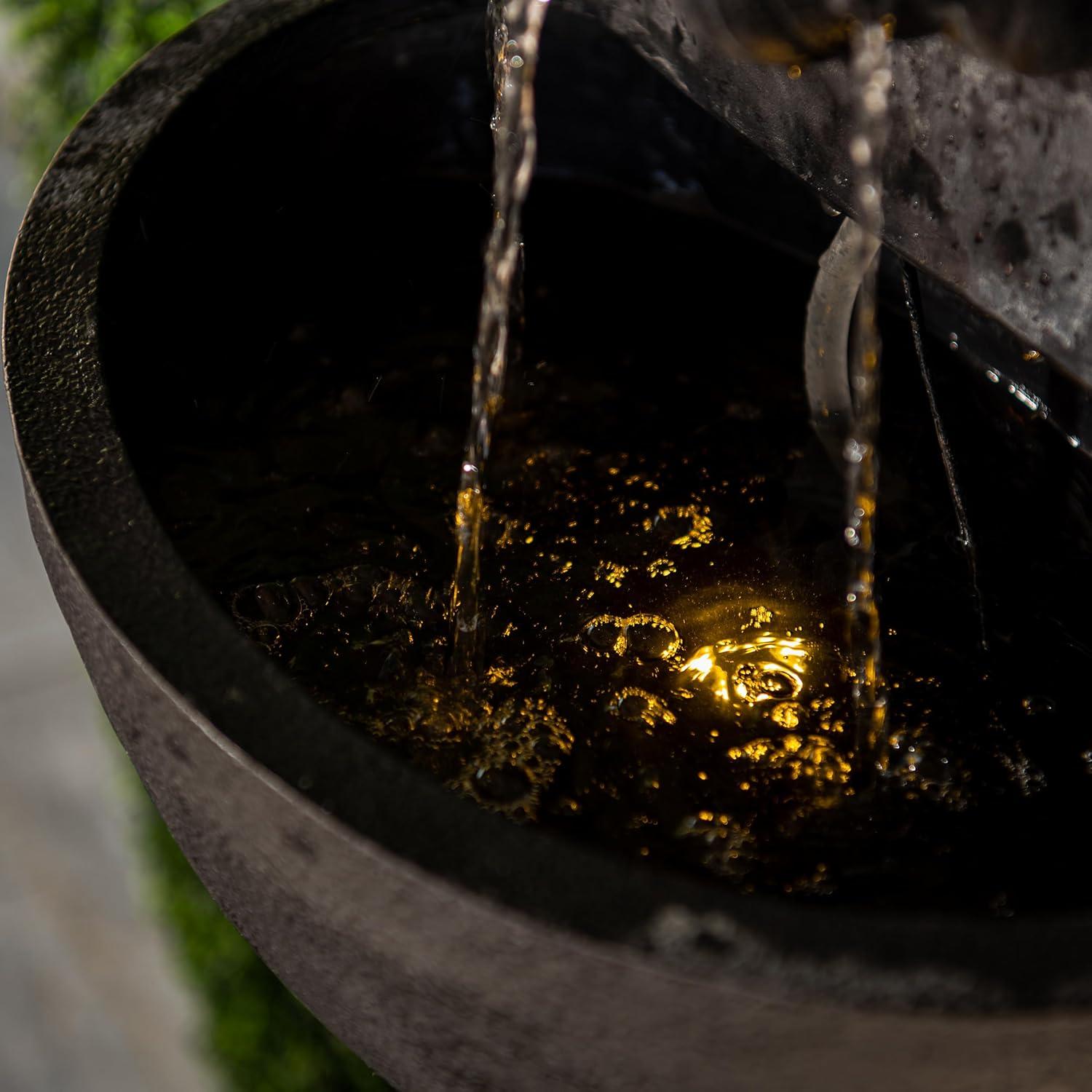 Fuente de Agua de Jardín Zen XBrand 76.2 cm Resina Negra LED