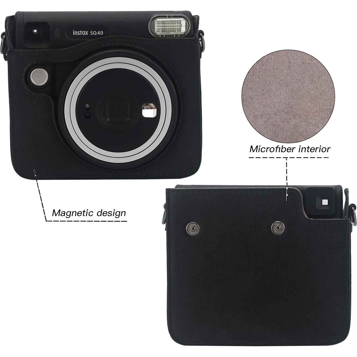 Funda de cámara Frankmate para Fujifilm Instax SQ40/SQ1 - Cuero PU Negro