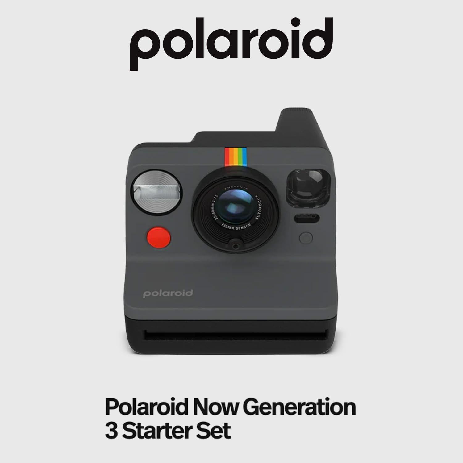 Cámara Instantánea Polaroid Now Plus Gen 3 Negro con Kit de Película