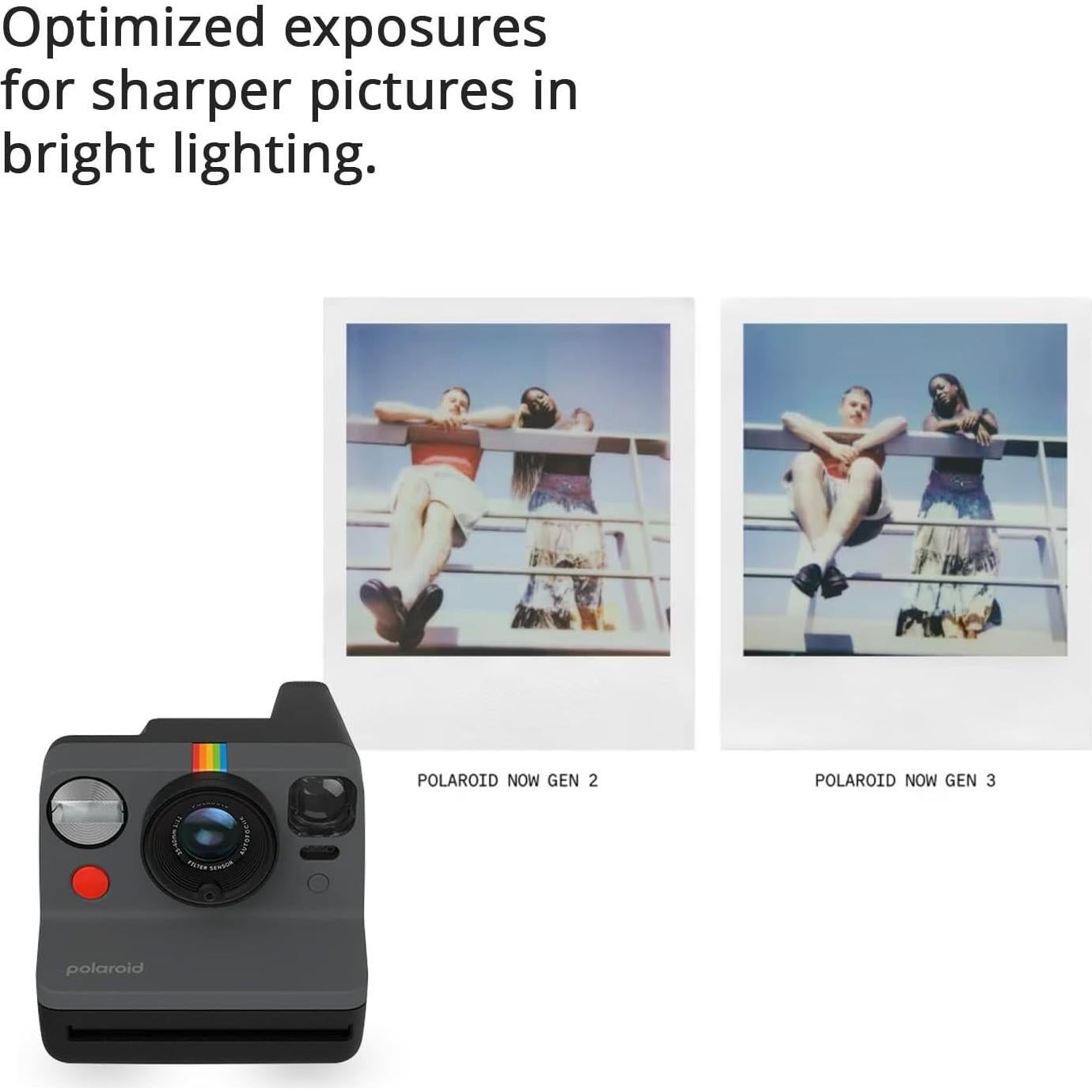 Cámara Instantánea Polaroid Now Plus Gen 3 Negro con Kit de Película