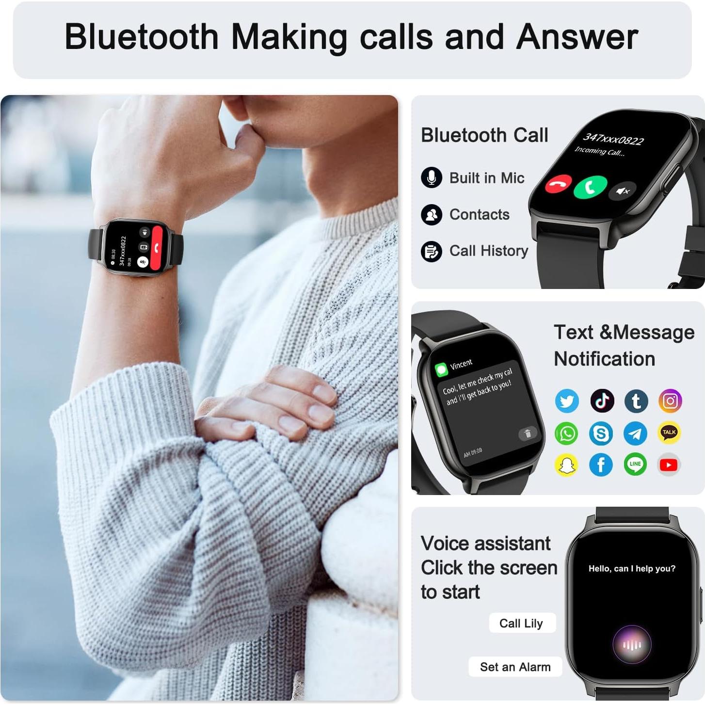 Reloj Inteligente Fitness Y2 - Monitor Cardíaco y Llamadas