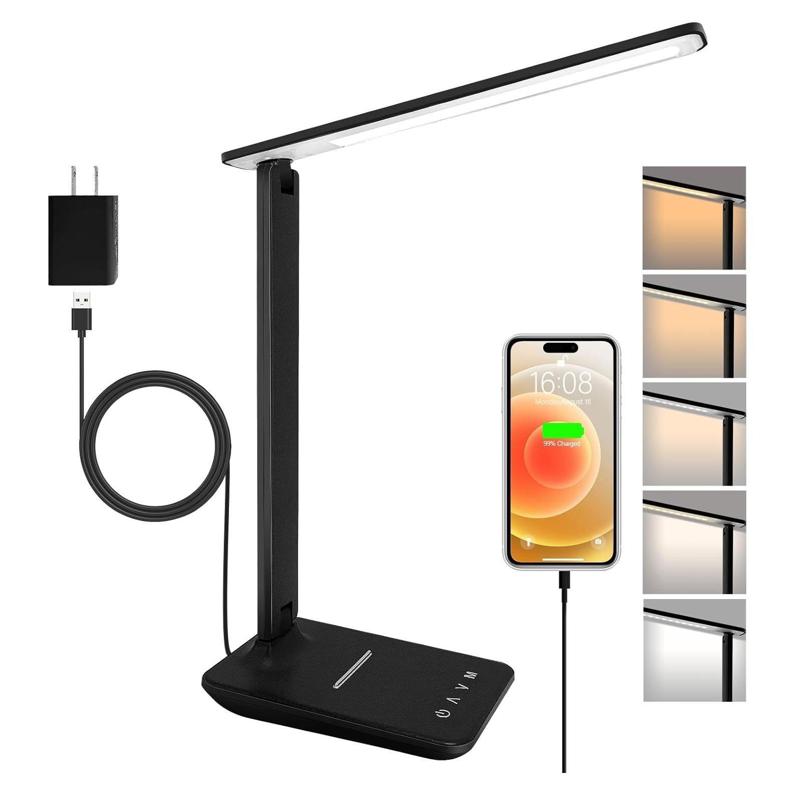 Lámpara de escritorio LED Karidi TX26A 5 modos USB Negro