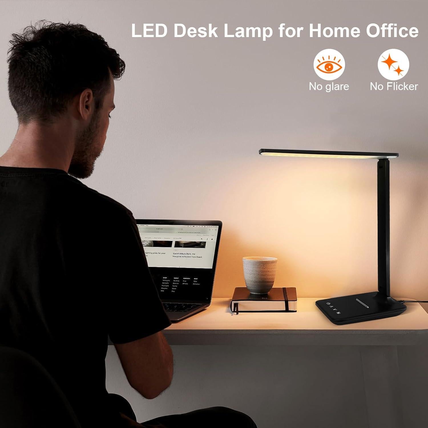 Lámpara de escritorio LED Karidi TX26A 5 modos USB Negro