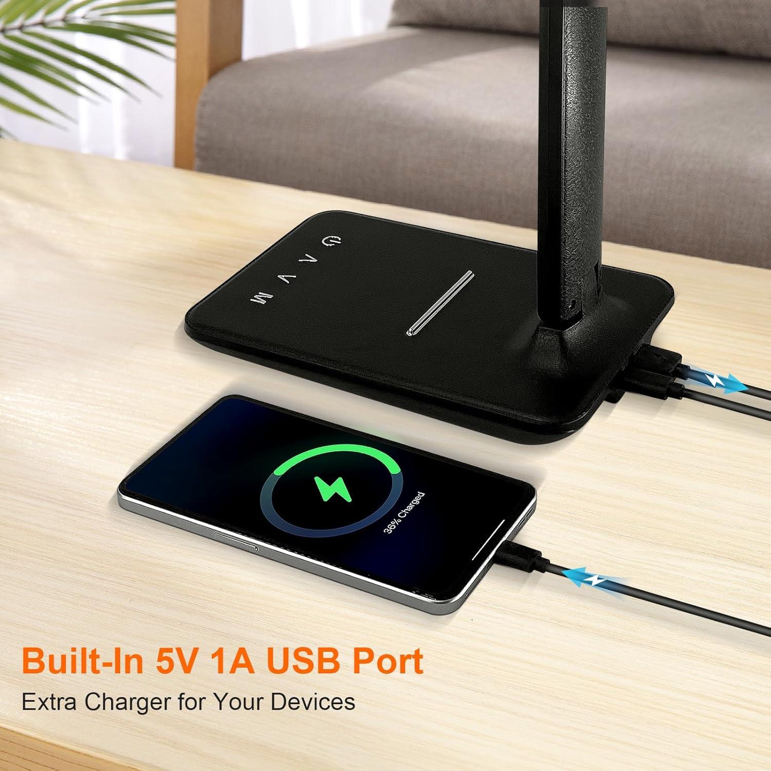 Lámpara de escritorio LED Karidi TX26A 5 modos USB Negro