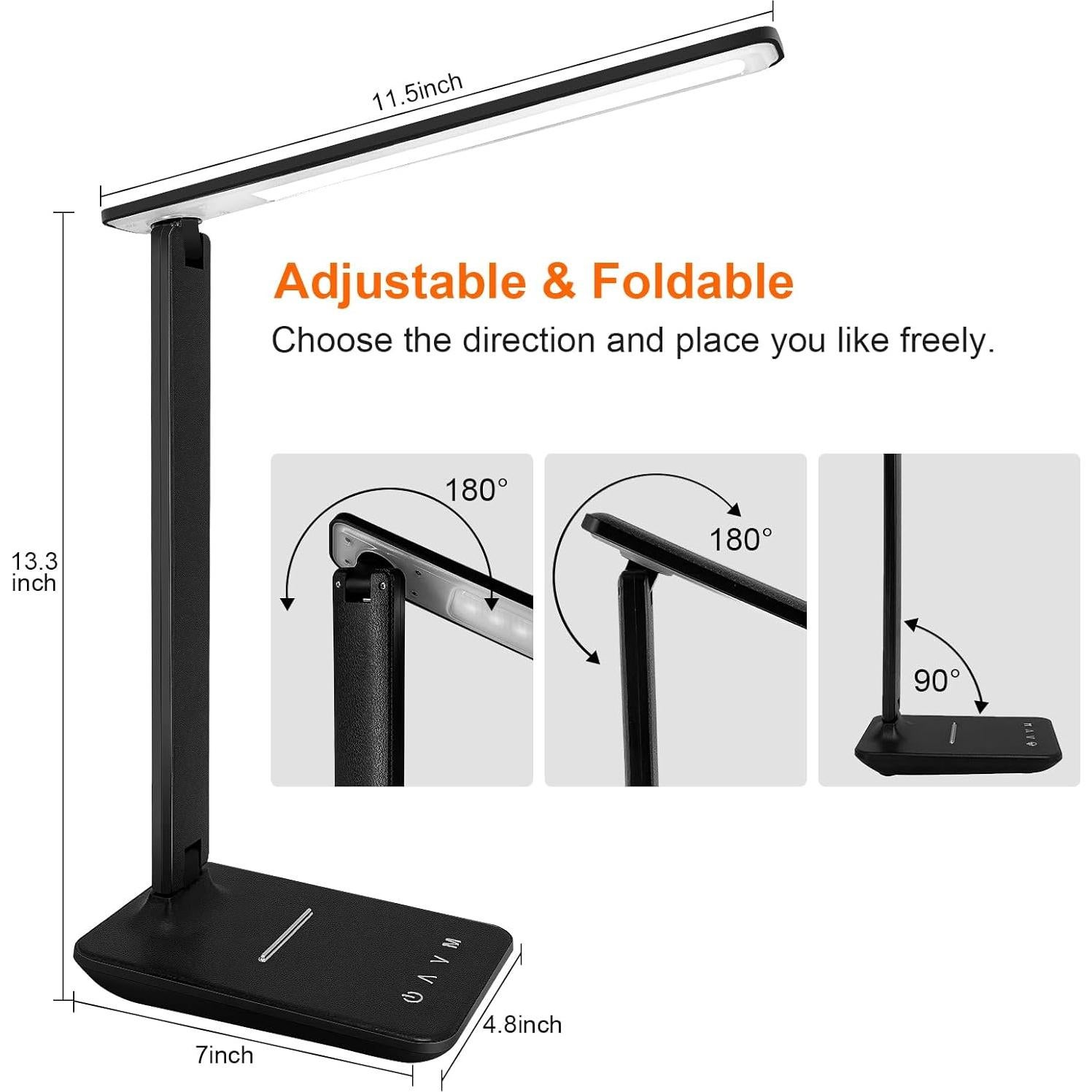 Lámpara de escritorio LED Karidi TX26A 5 modos USB Negro