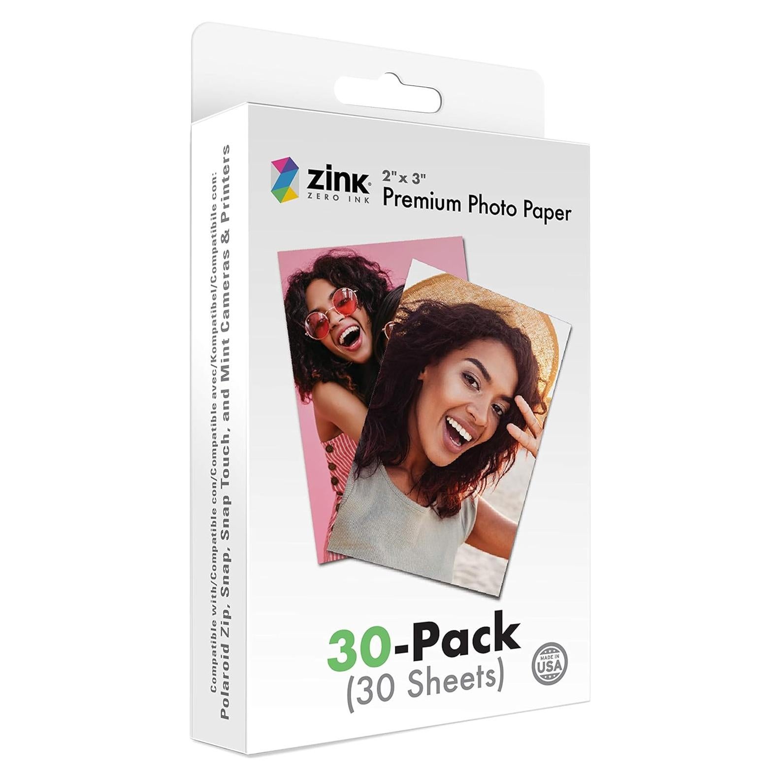 Papel Fotográfico Premium Zink 5x7.6cm Adhesivo 30 Hojas