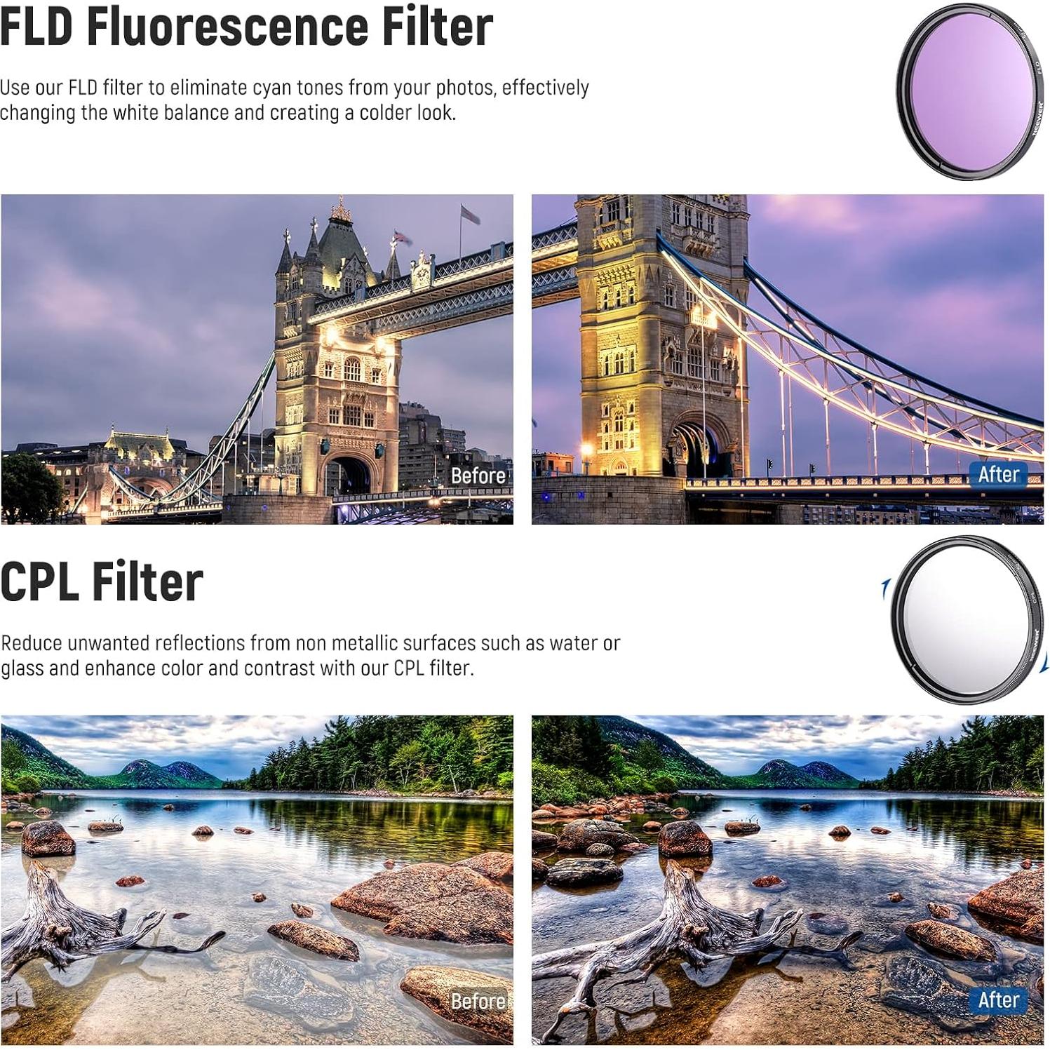 Kit de Lentes y Filtros NEEWER 52mm: Gran Angular y Telefoto 2.2X