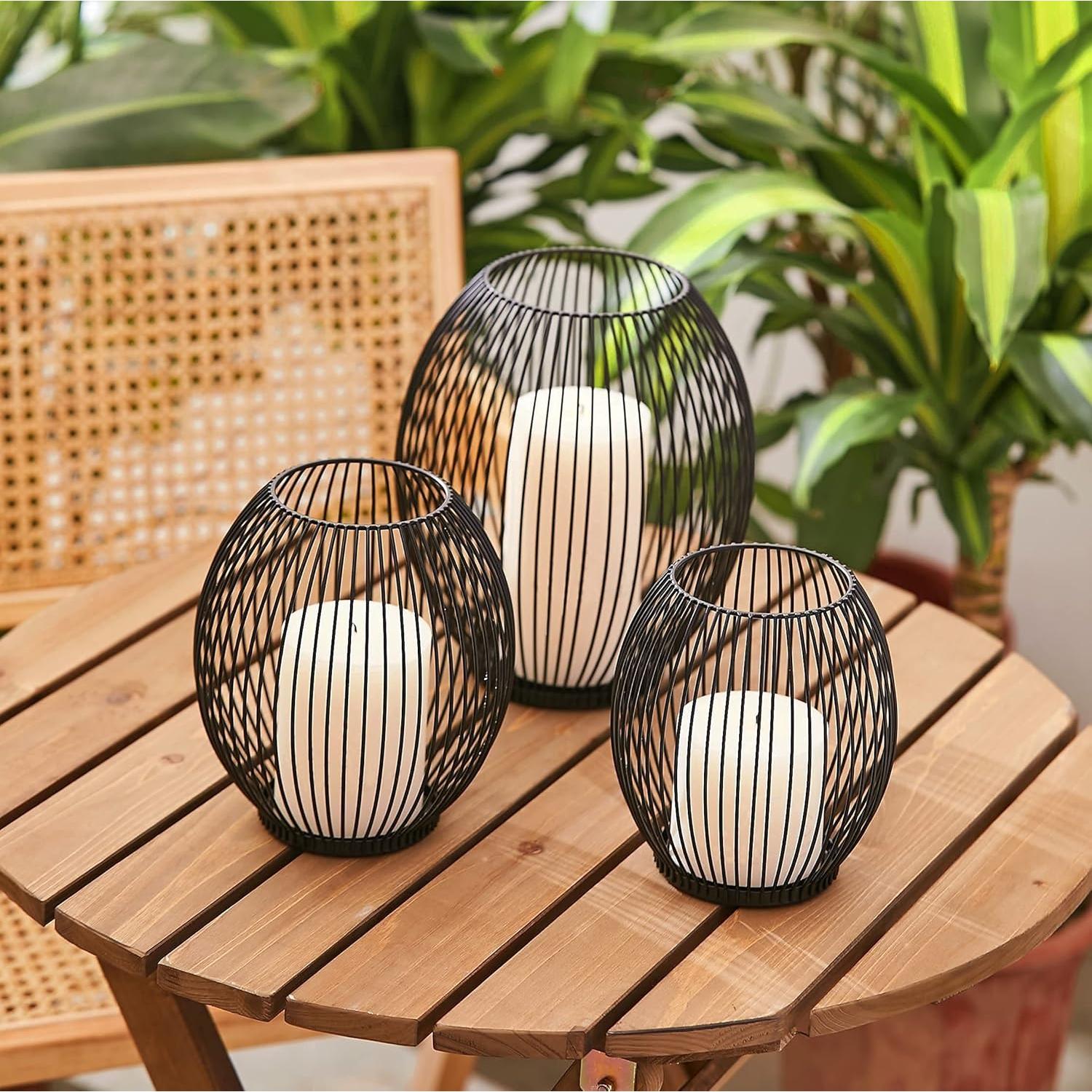 Soporte de Velas Pequeño OLEEK de Hierro Negro para Exterior