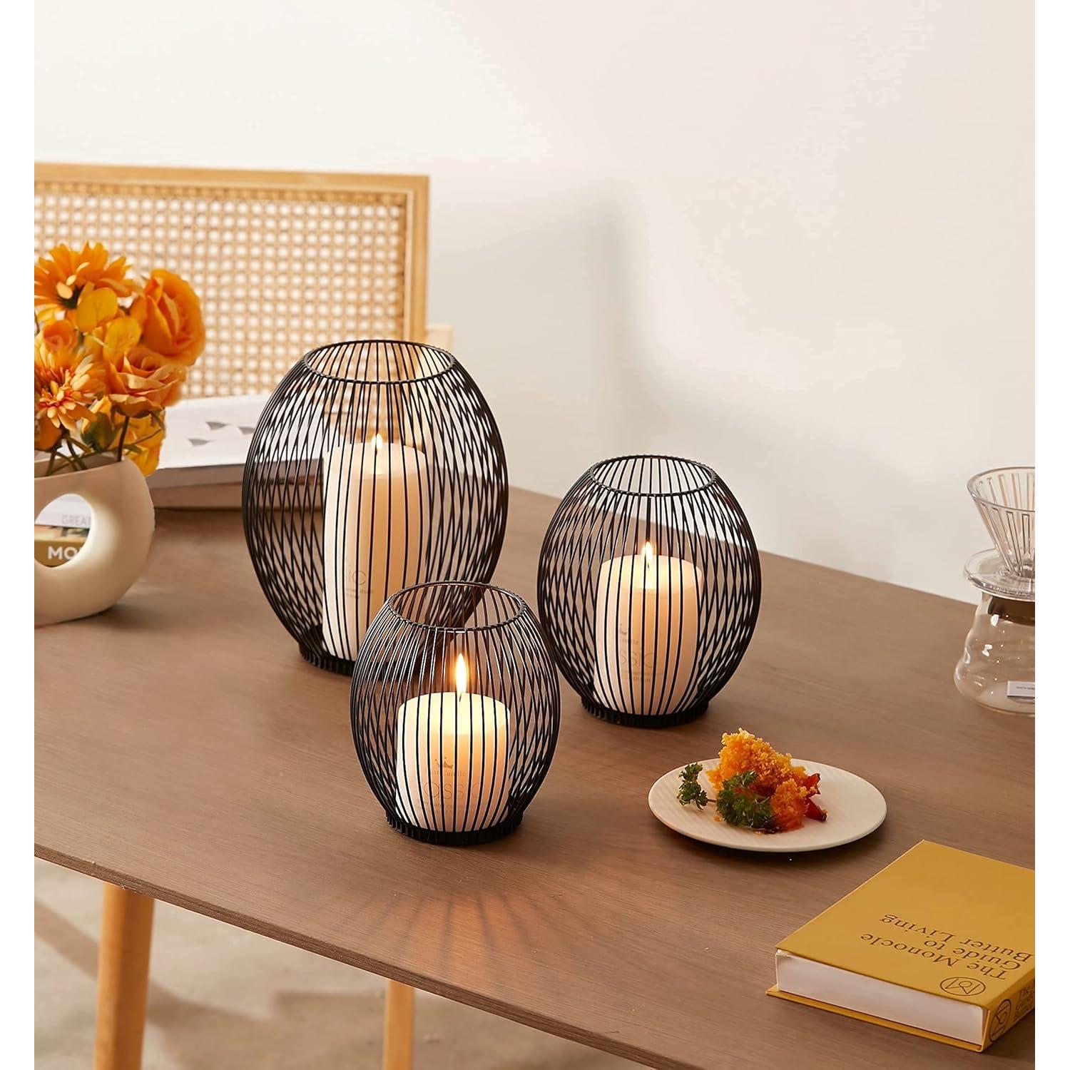 Soporte de Velas Pequeño OLEEK de Hierro Negro para Exterior