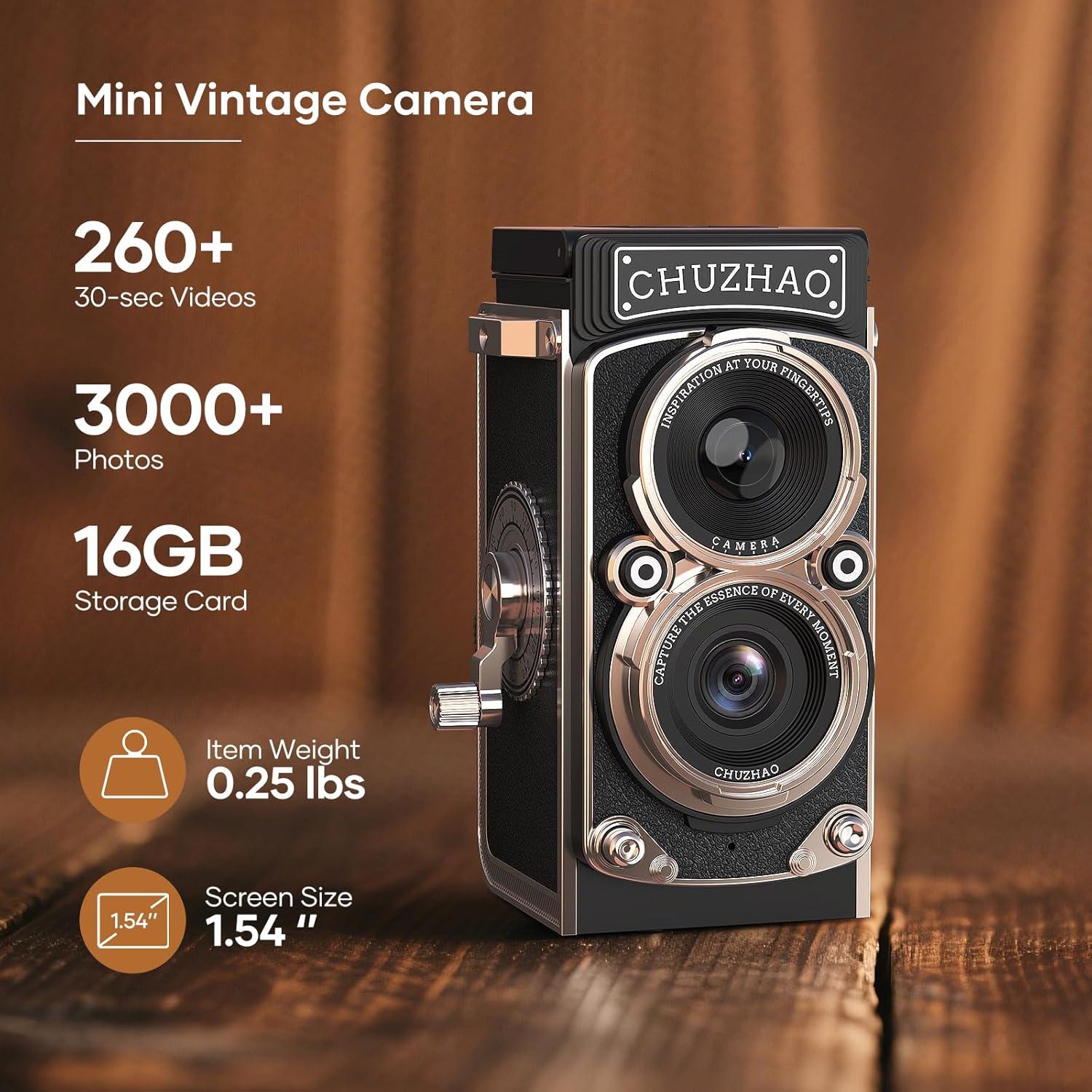 Mini Cámara Digital Vintage CHUZHAO 12MP 1080P Retro Portátil
