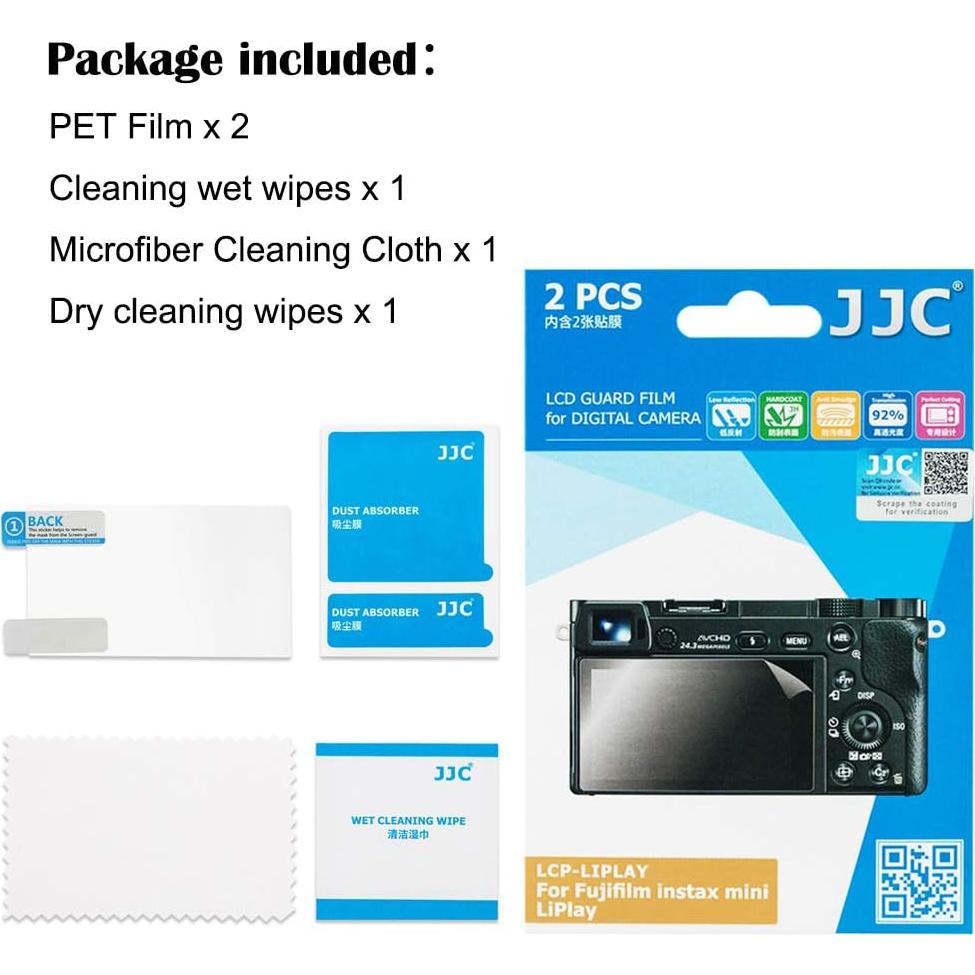 Protector de Pantalla PET JJC para Fujifilm Instax Mini Liplay - 2 Pack