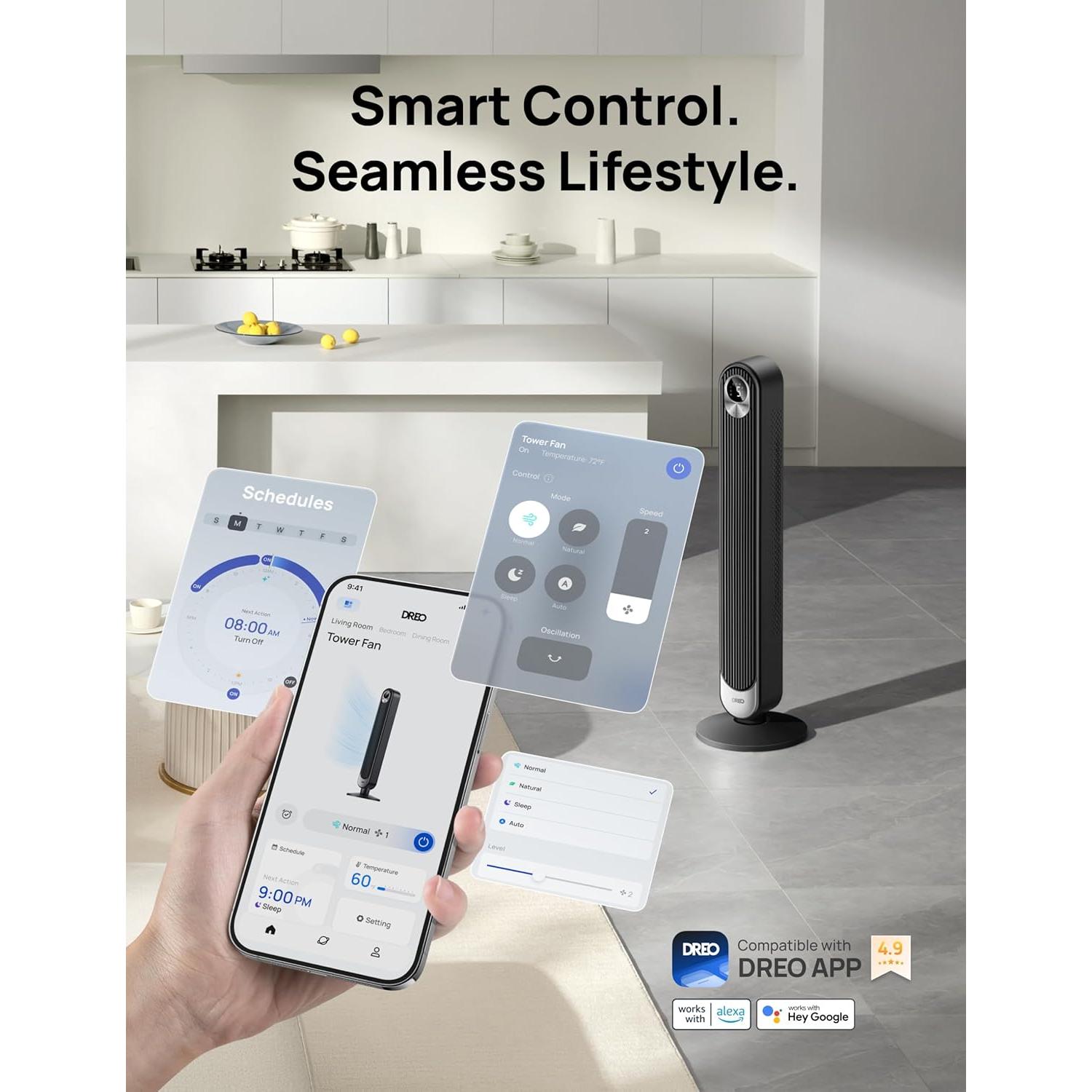 Ventilador Torre Dreo DR-HTF001S WiFi Control Voz 6 Velocidades