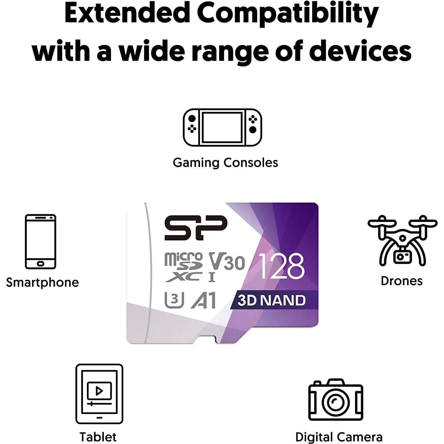 Tarjeta Micro SD 128GB SP Silicon Power U3 100MB/s Adaptador