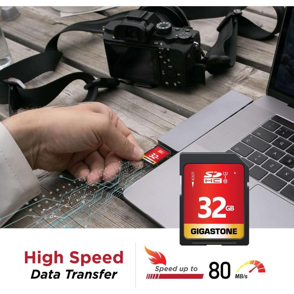 GIGASTONE 32GB Paquete de 5 Tarjetas SD UHS-I Clase 10 Alta Velocidad