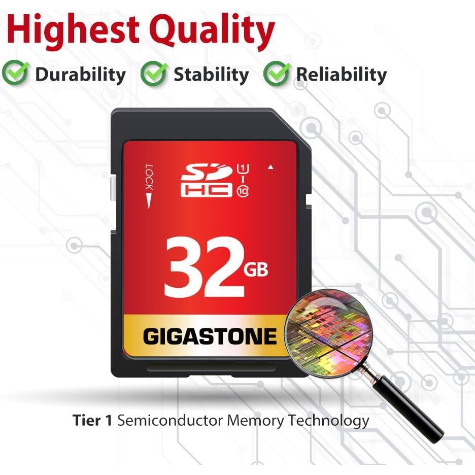 GIGASTONE 32GB Paquete de 5 Tarjetas SD UHS-I Clase 10 Alta Velocidad