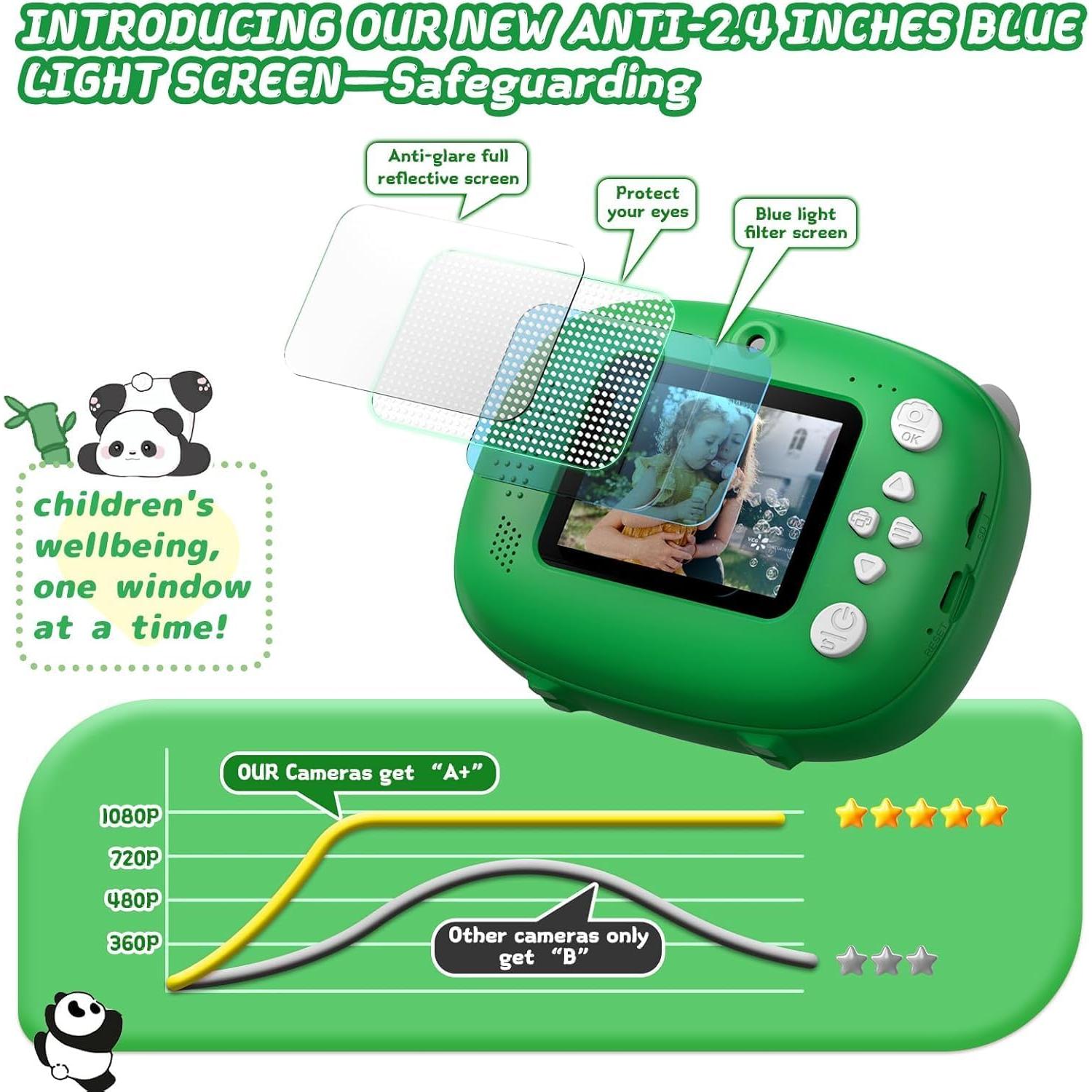 Cámara Instantánea Uffylle P85 para Niños Verde 12MP HD 1080P