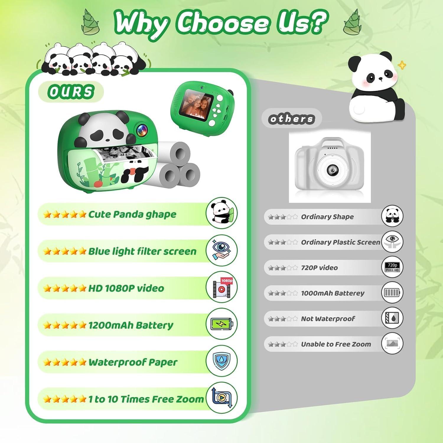 Cámara Instantánea Uffylle P85 para Niños Verde 12MP HD 1080P