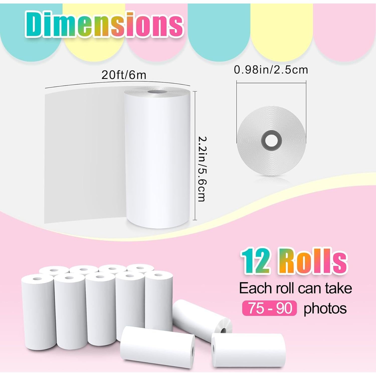 12 Rollos de Papel Térmico Hikkon para Impresión Instantánea