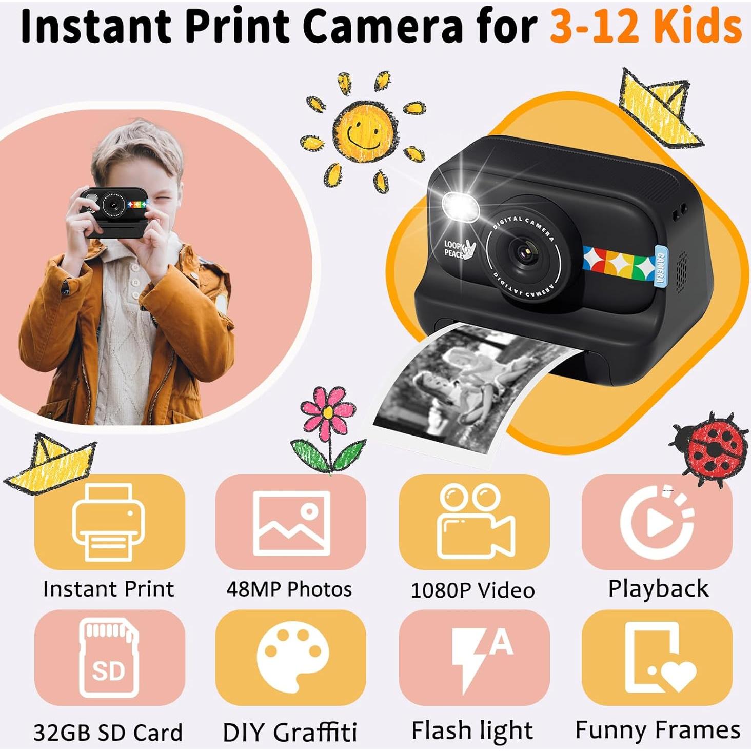 Cámara Instantánea JOYTRIP para Niños 48MP Video 1080P