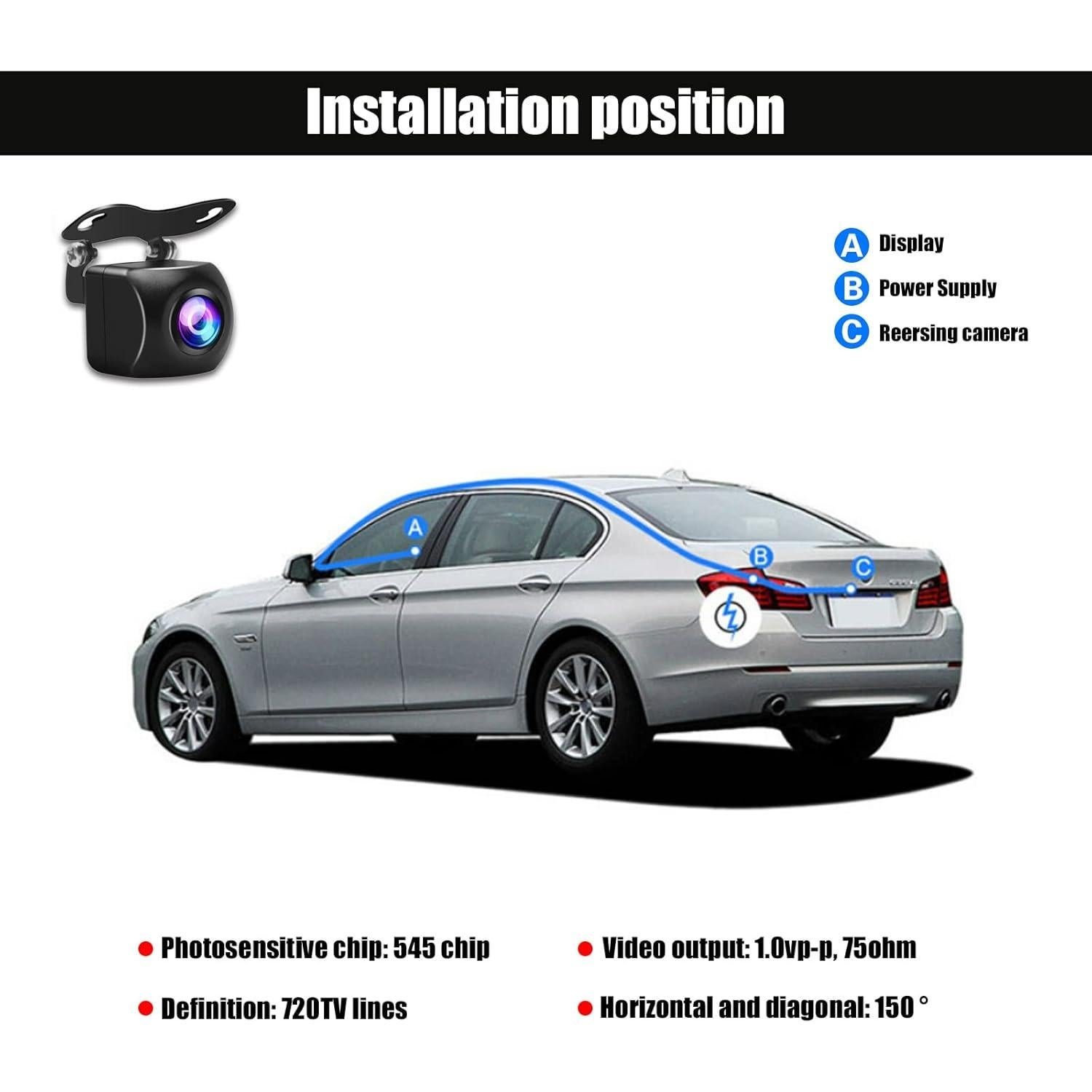 Cámara de Respaldo Miytsya HD 130° a Prueba de Agua