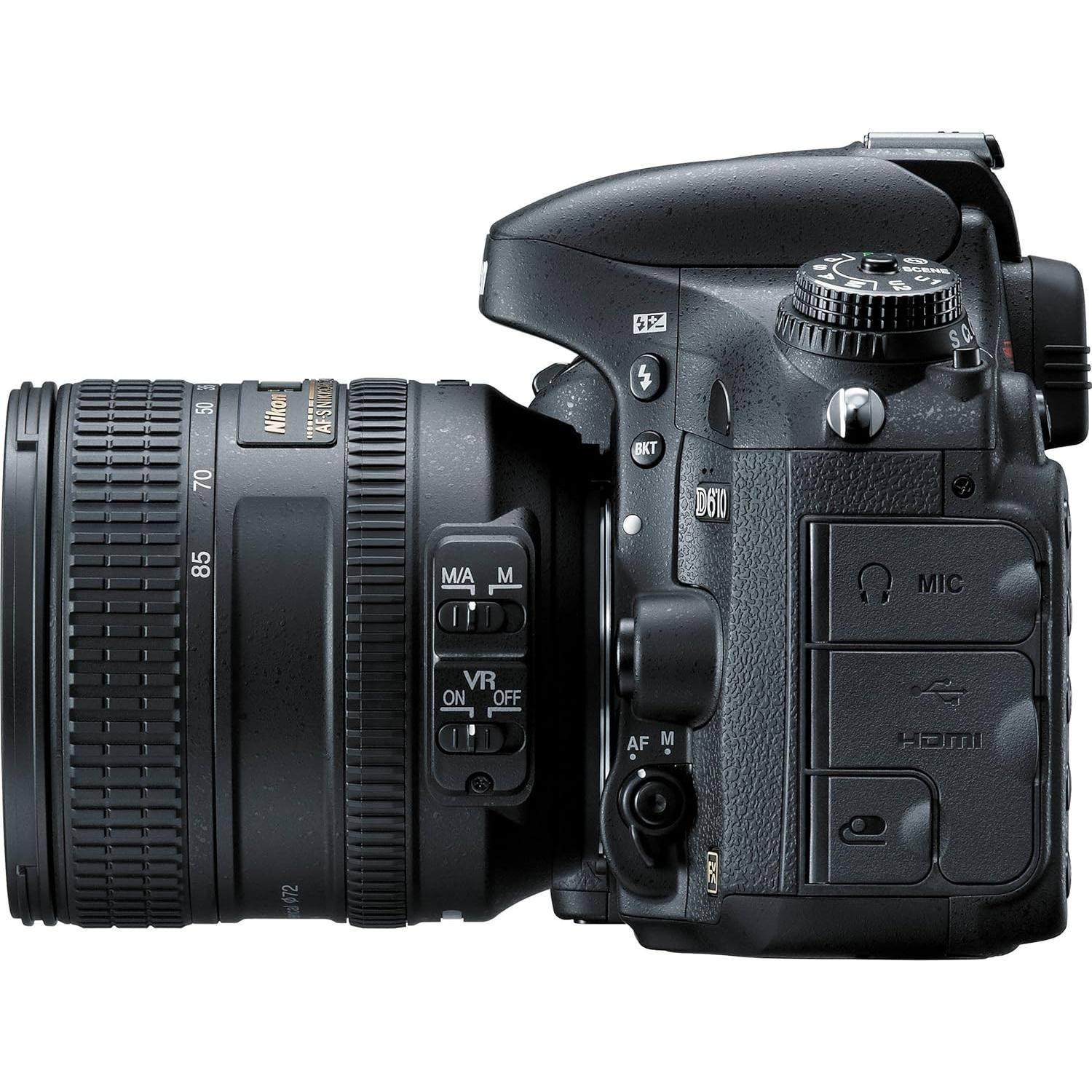 Nikon D610 24.3 MP CMOS FX-Format Digital SLR Camera with 24-85mm f/3.5-4.5G ED VR Auto Focus-S Nikkor Lens