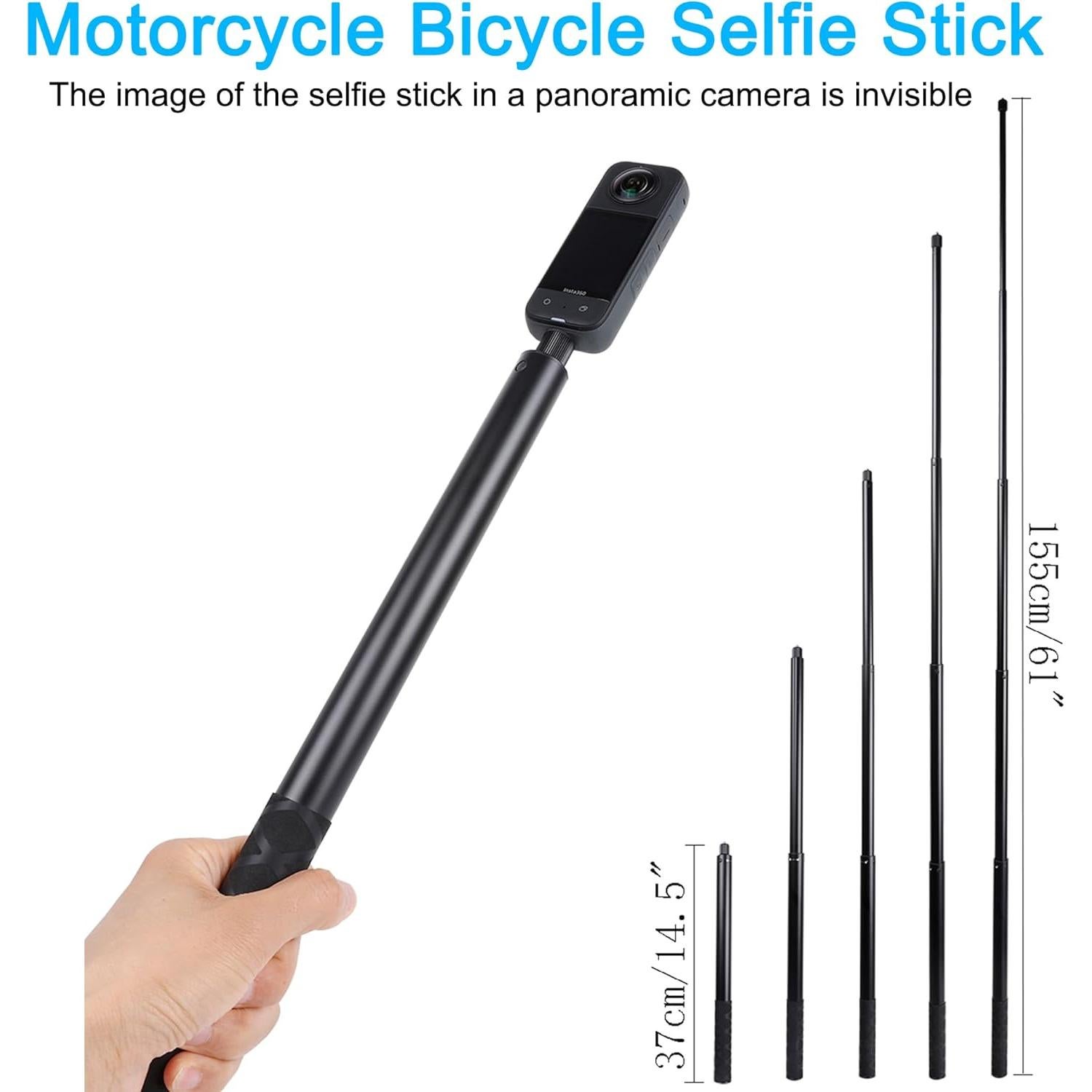 Kit de Montaje PellKing para Motocicleta y Bicicleta - Soporte de Manillar y Palo Selfie 155 cm
