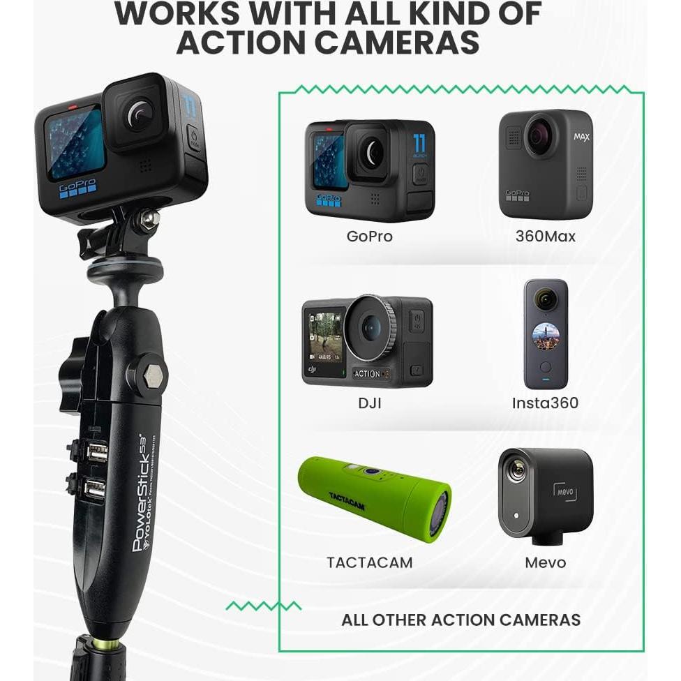 PowerStick 135 cm YOLOtek - Montaje en Barco para Cámaras de Acción