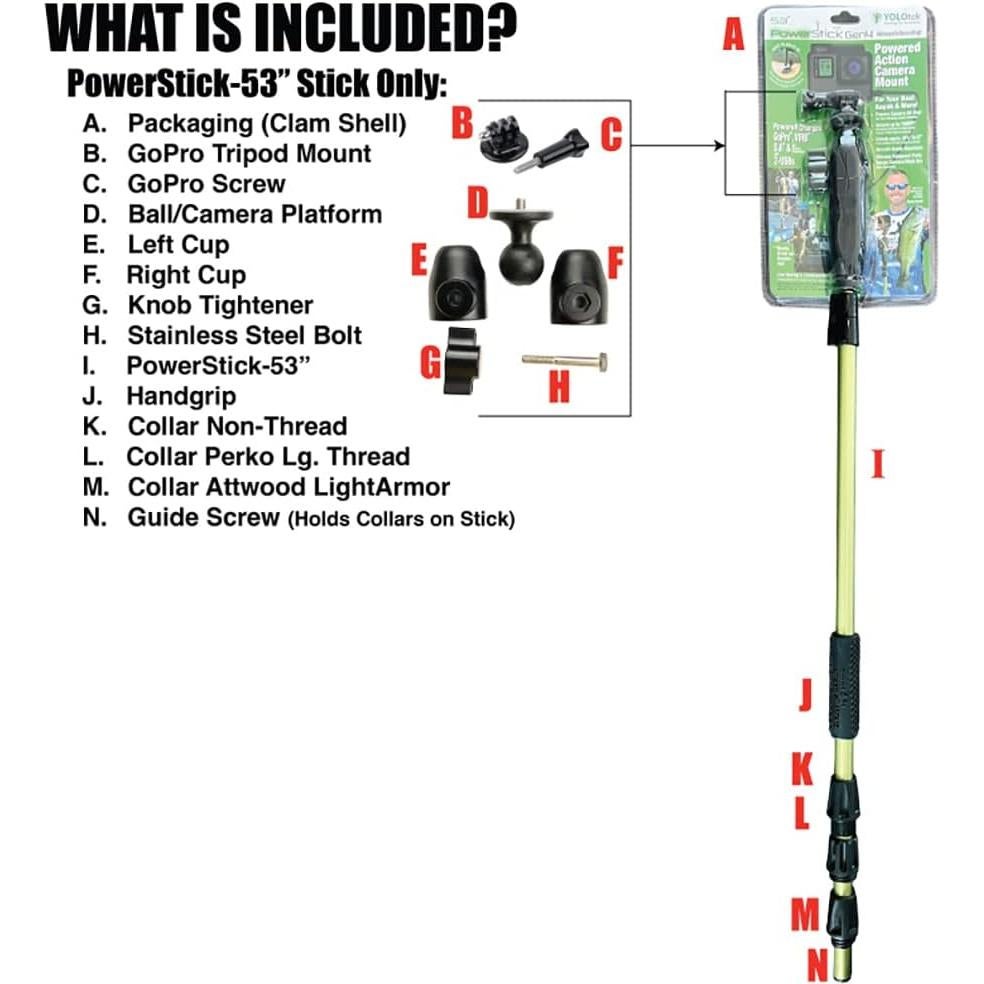 PowerStick 135 cm YOLOtek - Montaje en Barco para Cámaras de Acción