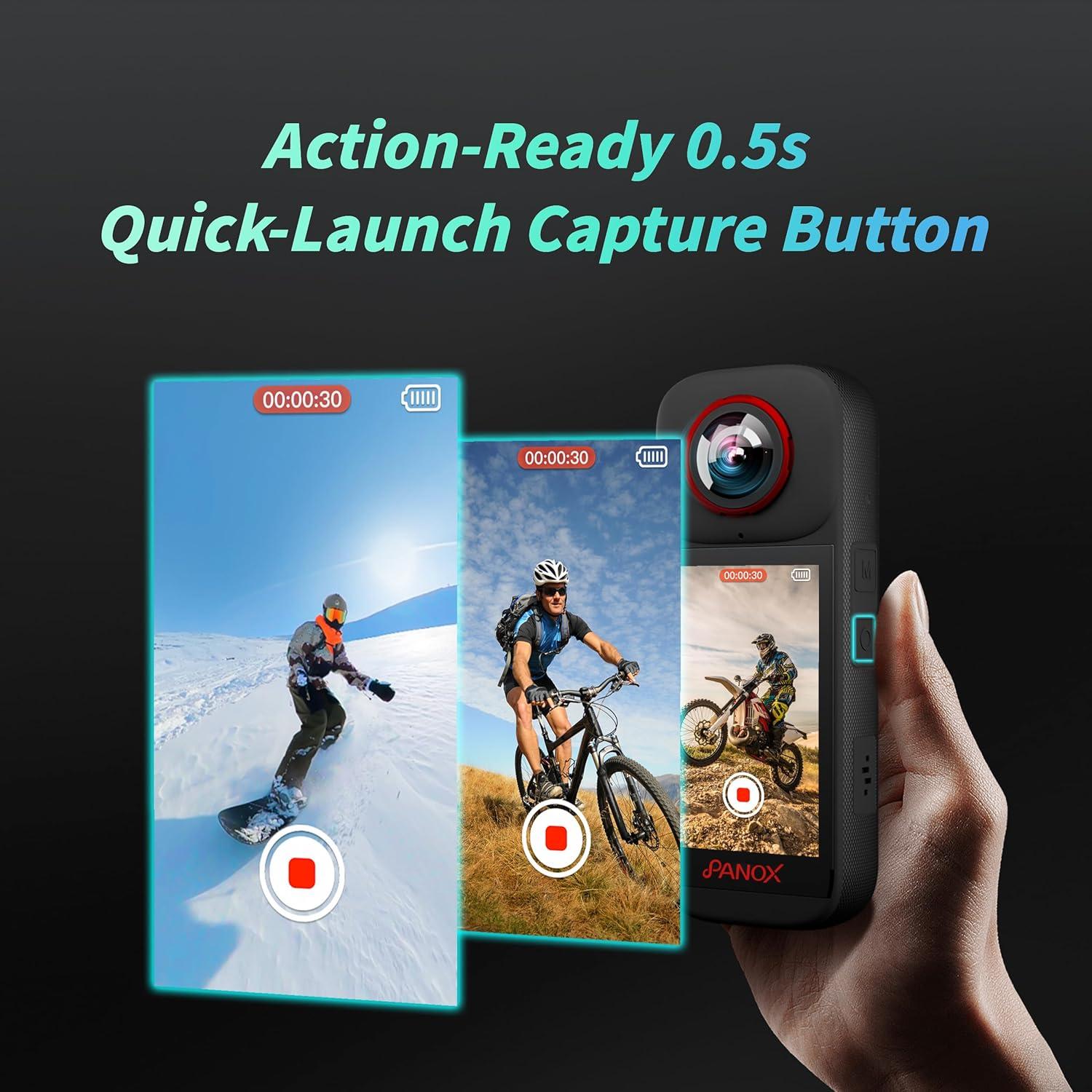 Cámara de acción PANOX V3 360 8K impermeable con GPS