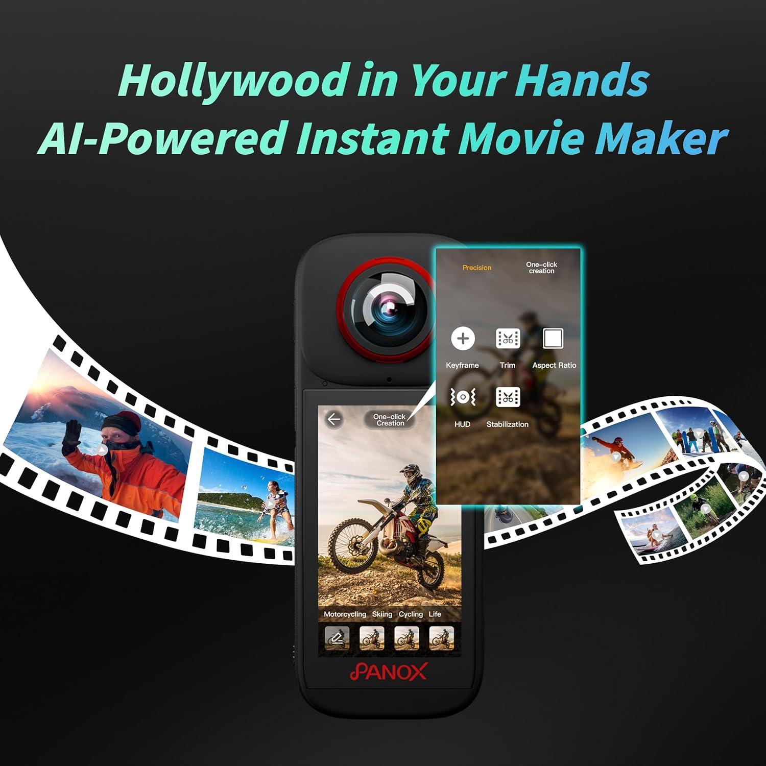 Cámara de acción PANOX V3 360 8K impermeable con GPS