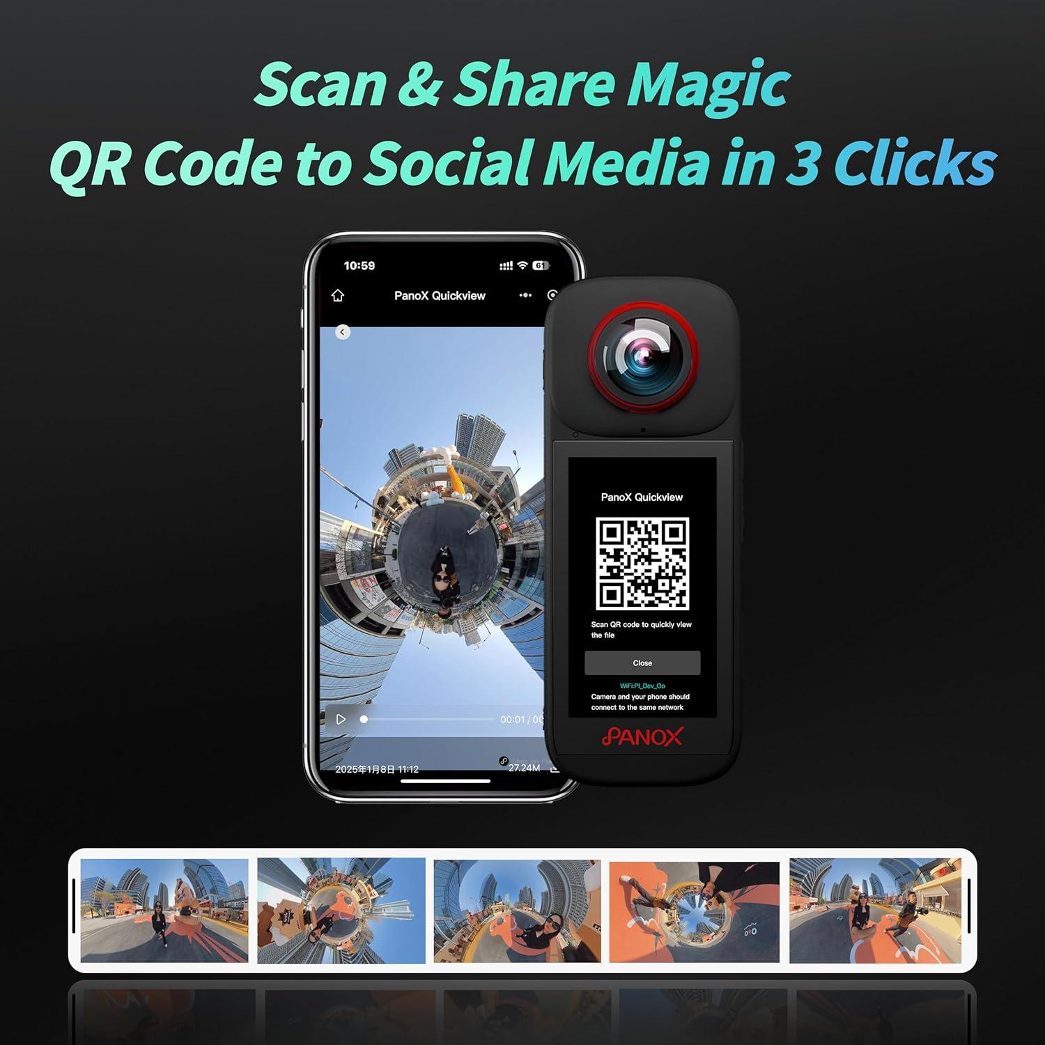 Cámara de acción PANOX V3 360 8K impermeable con GPS