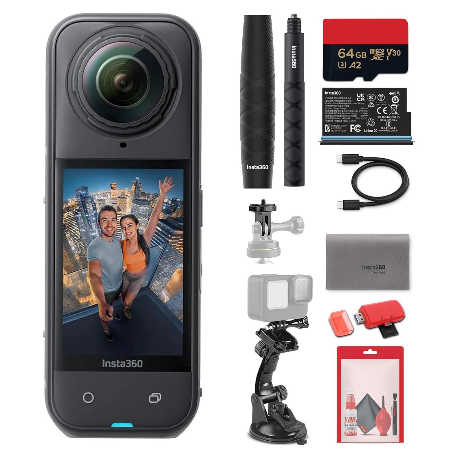 Cámara de Acción 360° Insta360 X5 8K Impermeable, 185 Min Batería