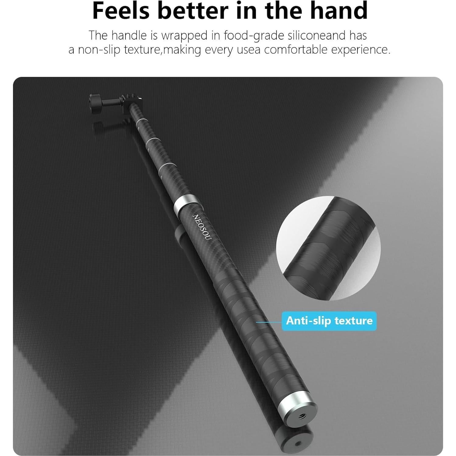 Palo de Selfie Telescópico NEOSOU 120 cm Fibra de Carbono