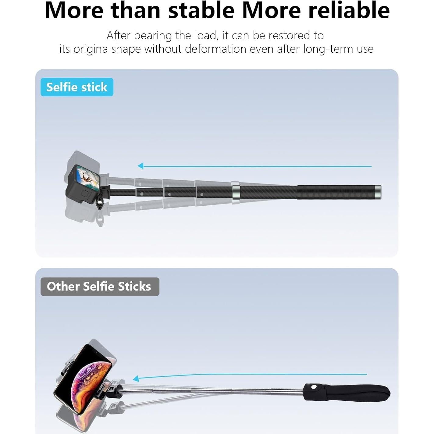 Palo de Selfie Telescópico NEOSOU 120 cm Fibra de Carbono