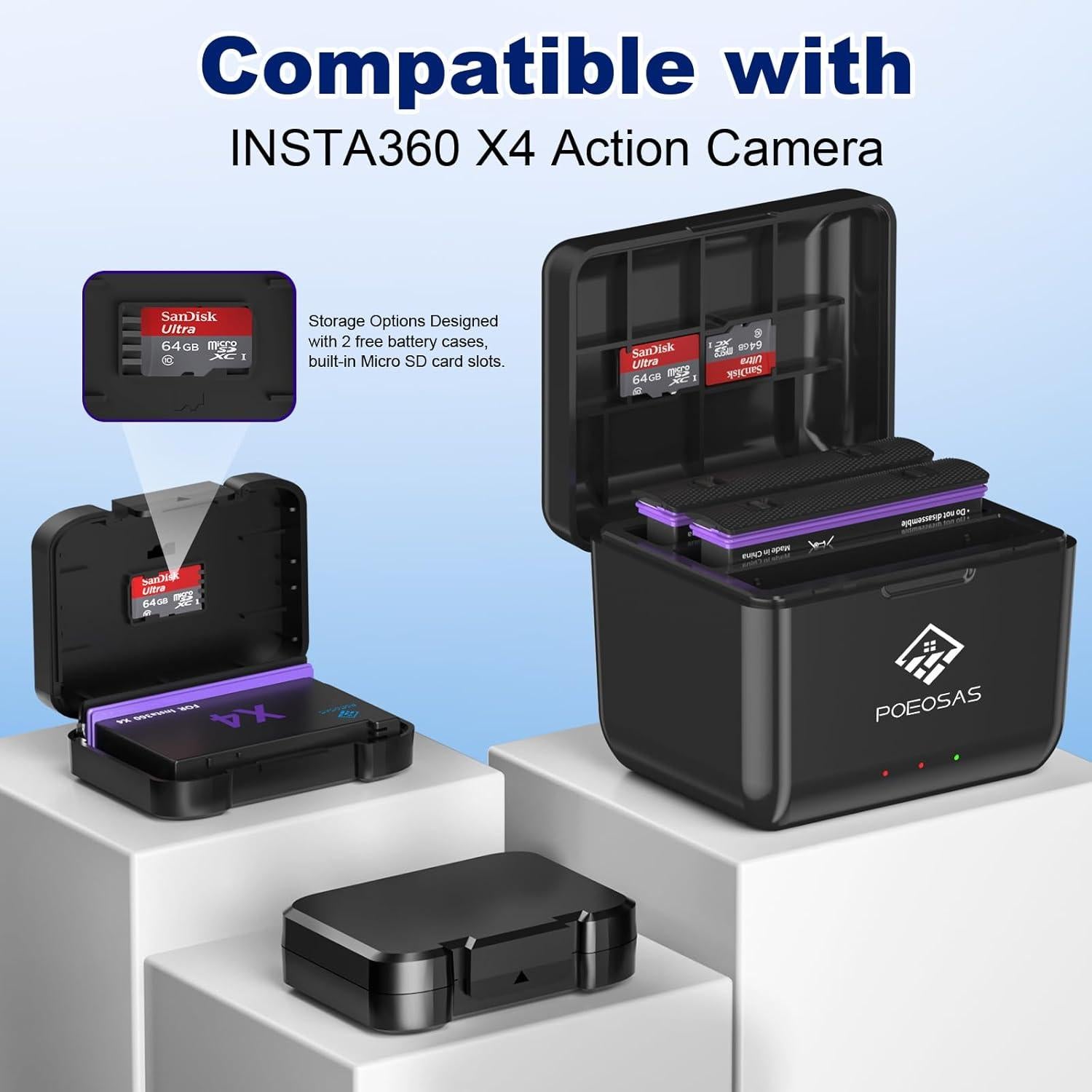 Batería 360 X4 POEOSAS 2500mAh 2-Pack con Cargador Rápido