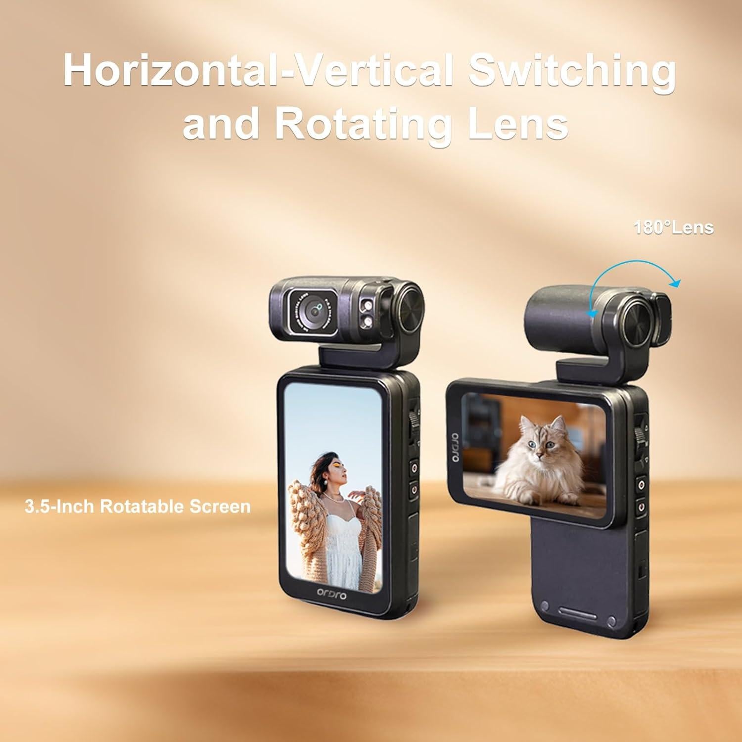 Cámara de Video ORDRO M3 5K 48MP con Pantalla Rotativa 3.5"