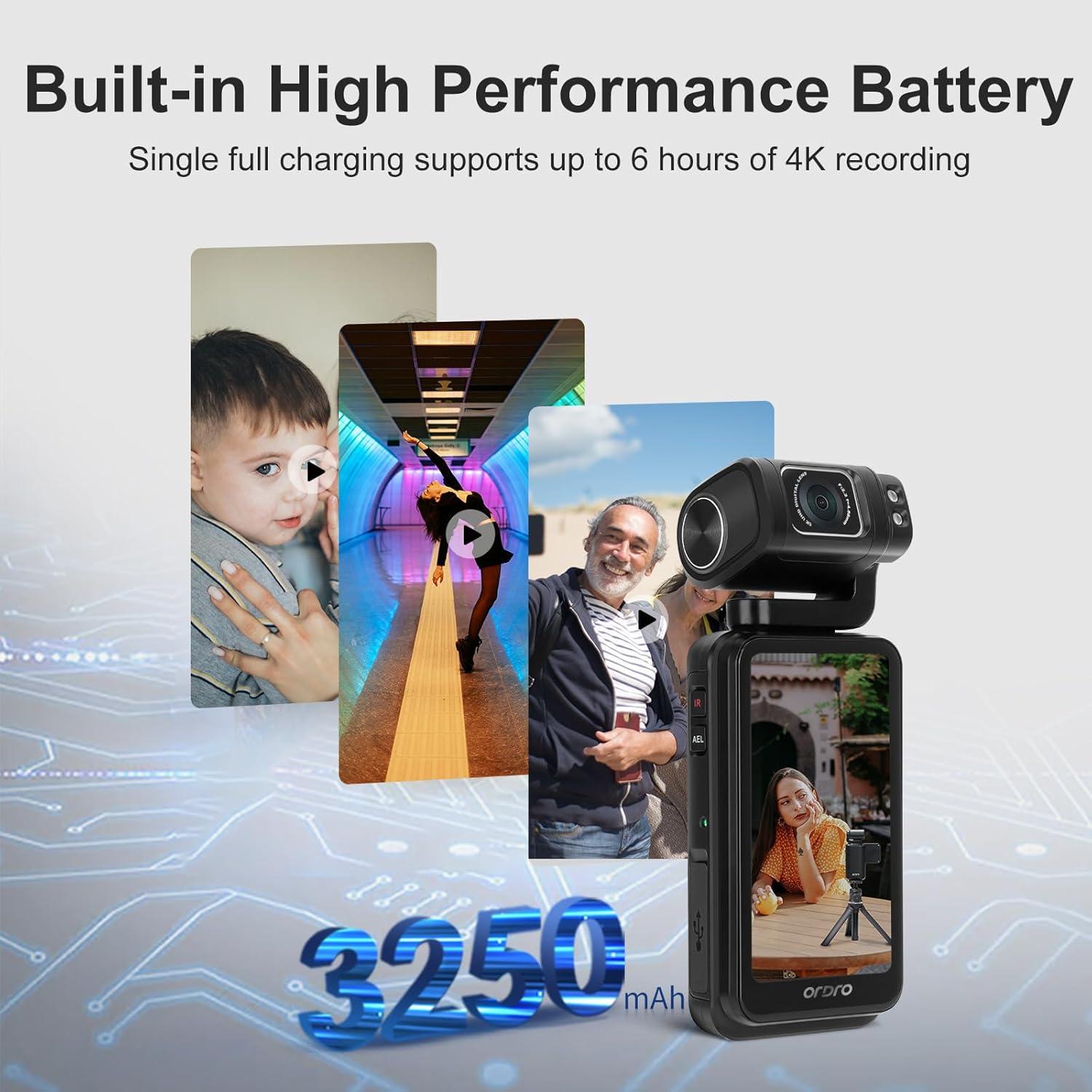 Cámara de Video ORDRO M3 5K 48MP con Pantalla Rotativa 3.5"