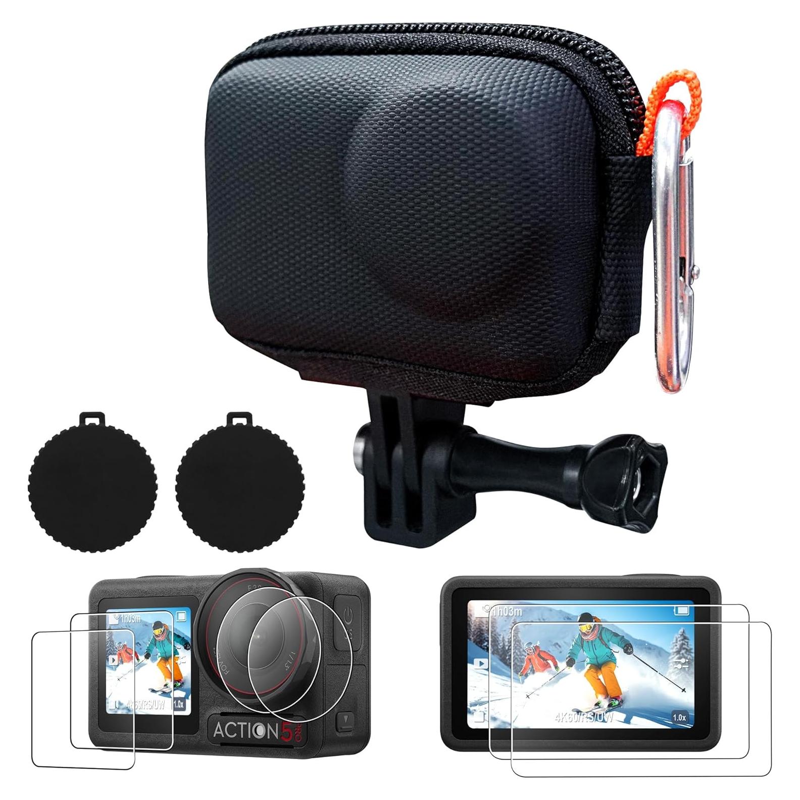 Kit de Accesorios CYNOVA para DJI Osmo Action 5 Pro - Estuche, Protectores y Tapa de Lente