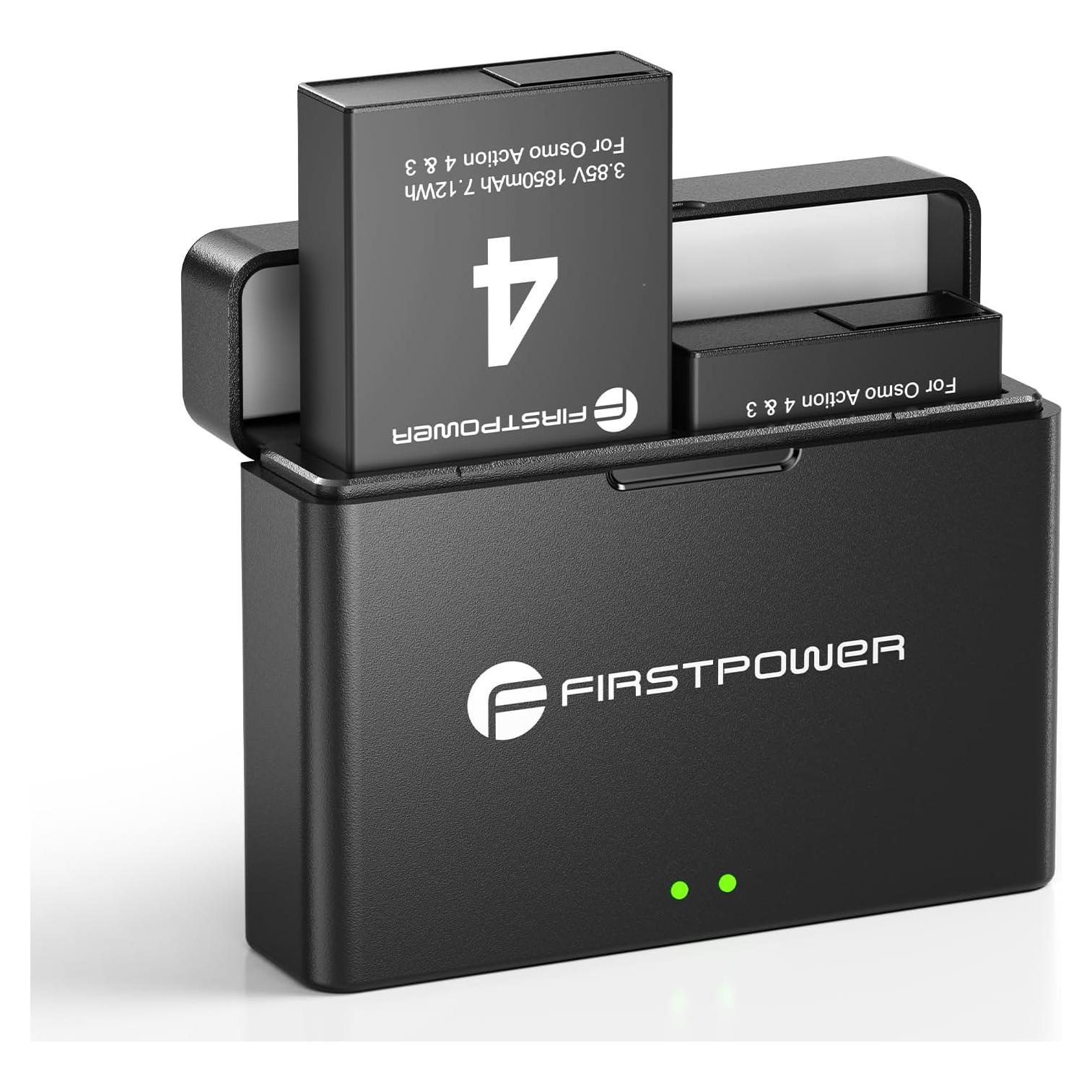 Batería de Reemplazo FirstPower 1850mAh para DJI Osmo Action 4/3 - Cargador Doble