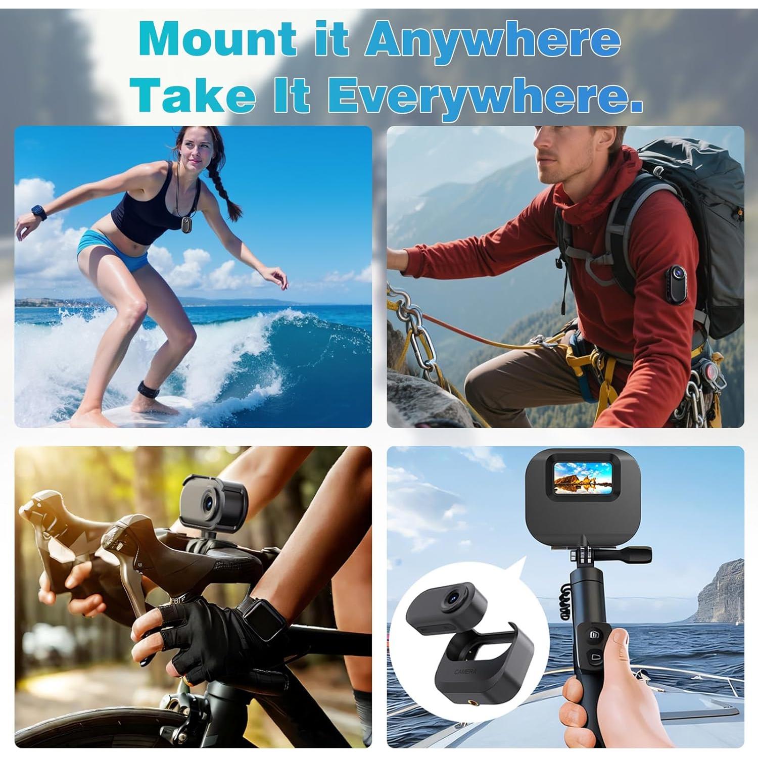 Mini Cámara de Acción 1080P 64GB 7JI Impermeable Portátil