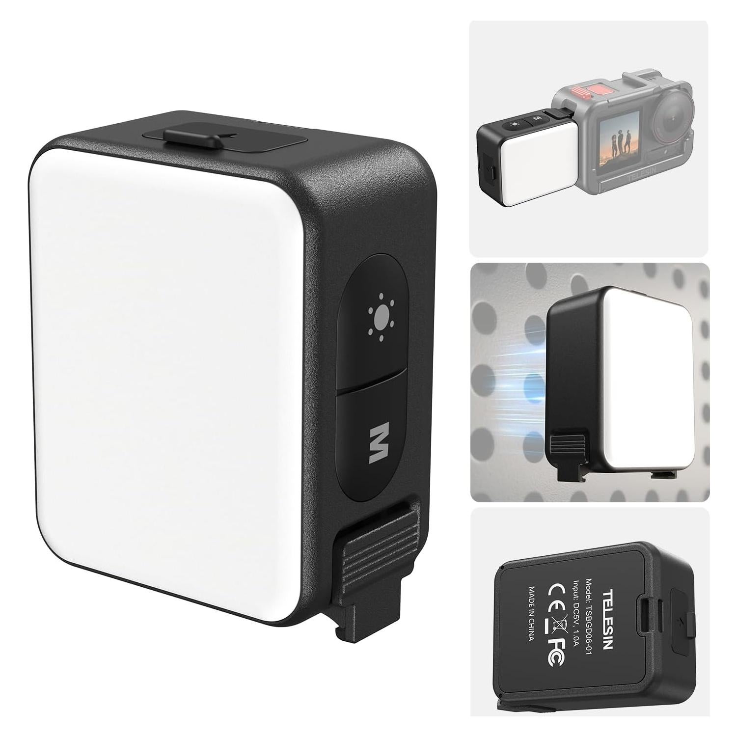 Luz de Vlogging Mini LED TELESIN para Cámara DJI Osmo Action