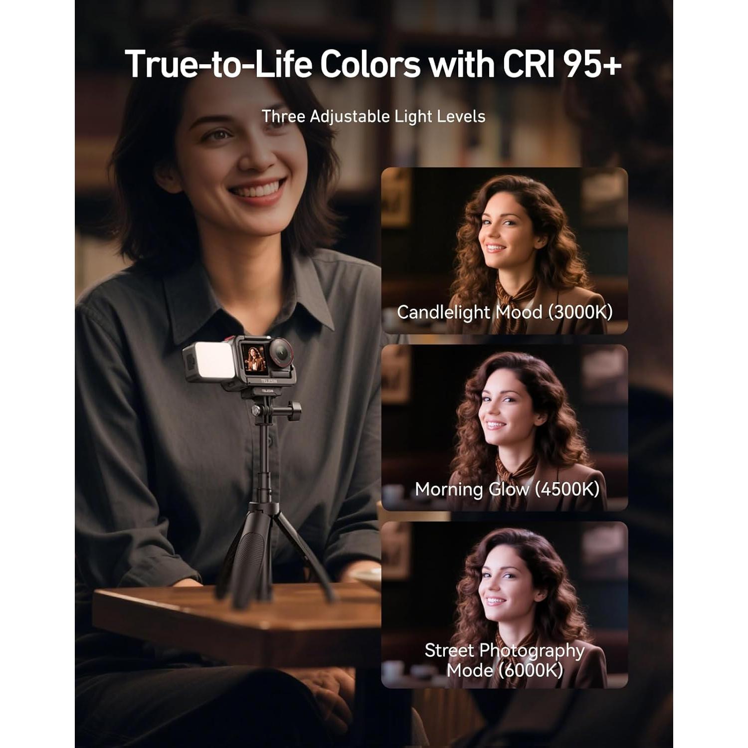 Luz de Vlogging Mini LED TELESIN para Cámara DJI Osmo Action