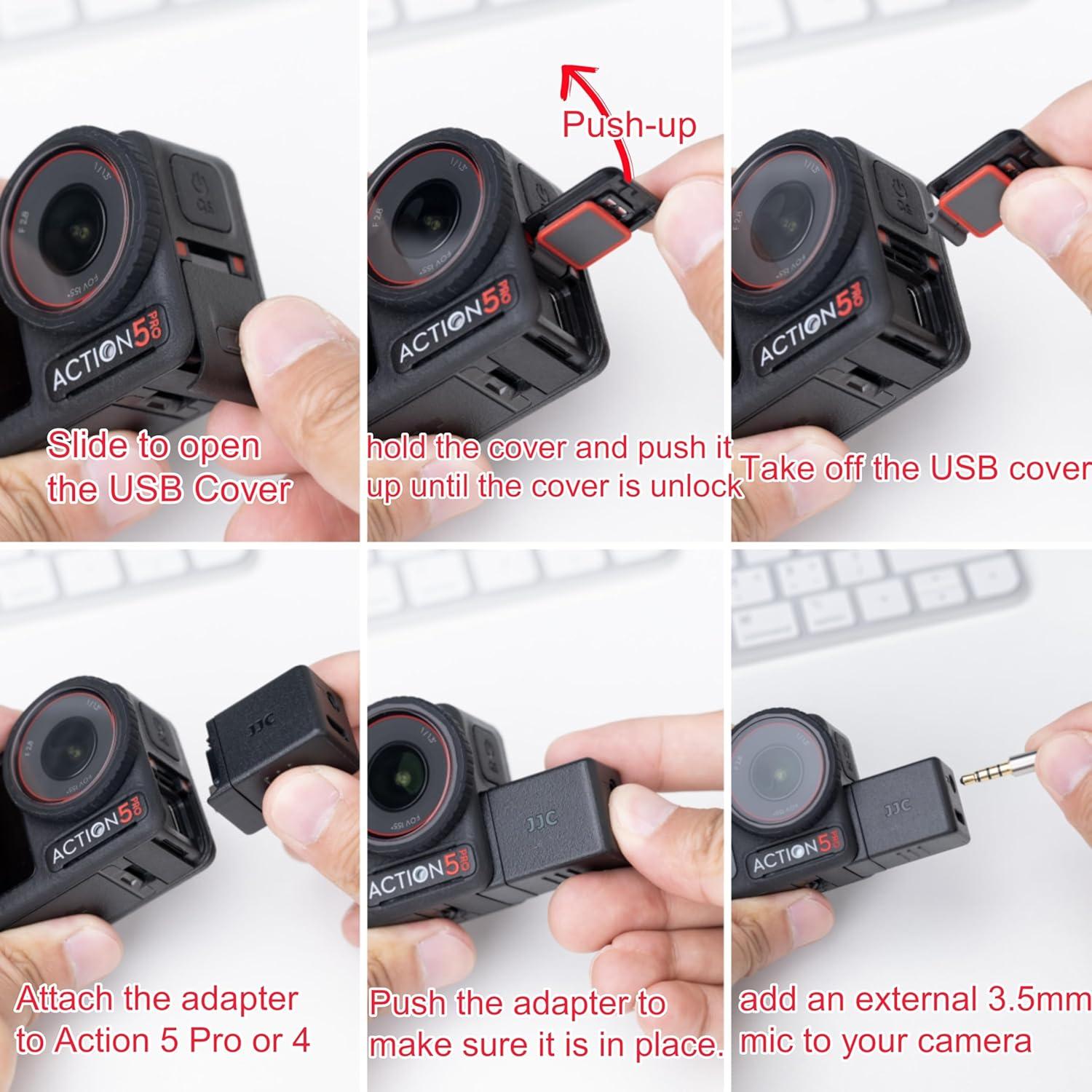 Adaptador de Micrófono JJC para DJI Osmo Action 5 Pro/4