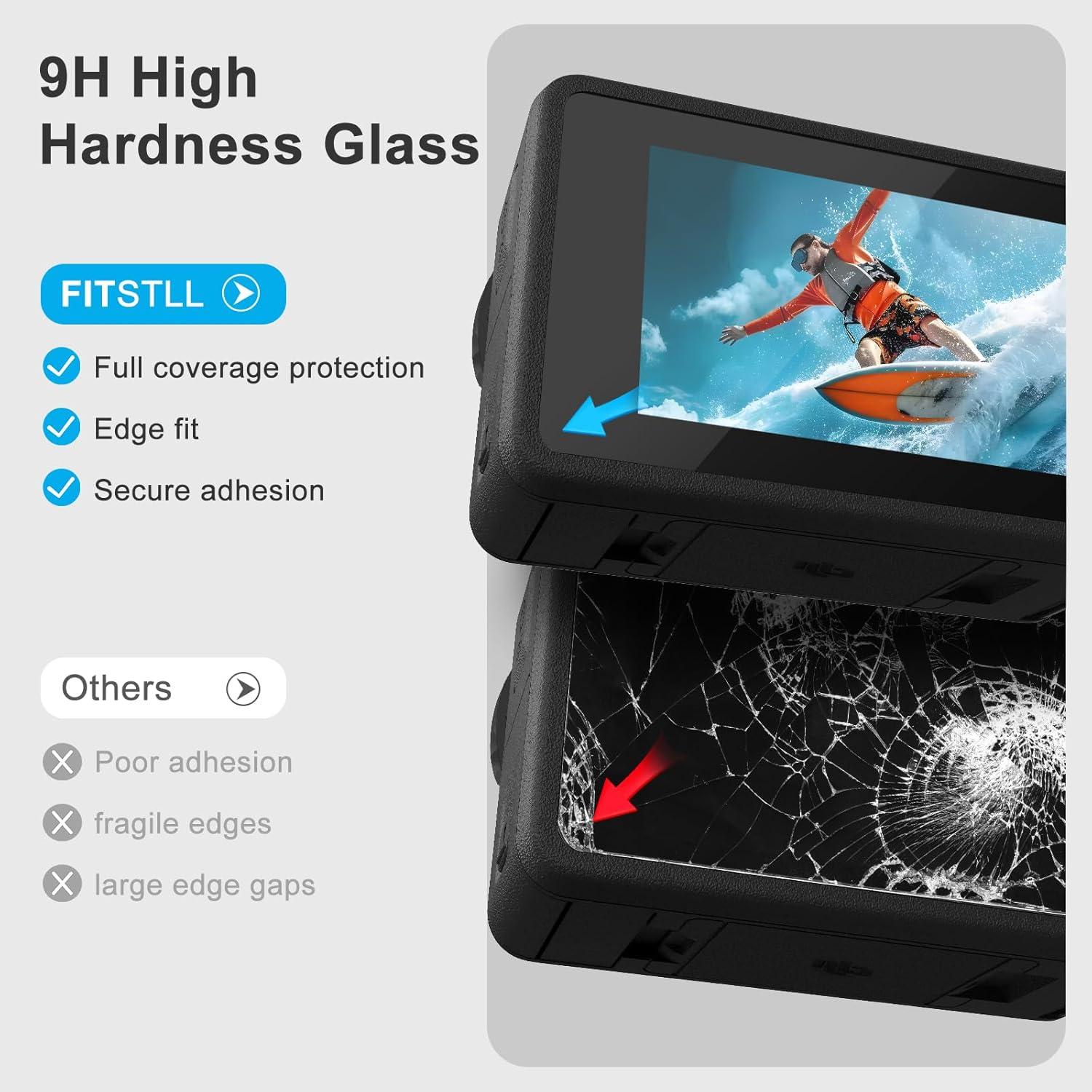 Protector de Pantalla y Lente FitStill para DJI Osmo Action 5 Pro - 3 Piezas, Dureza 9H, Sin Burbujas