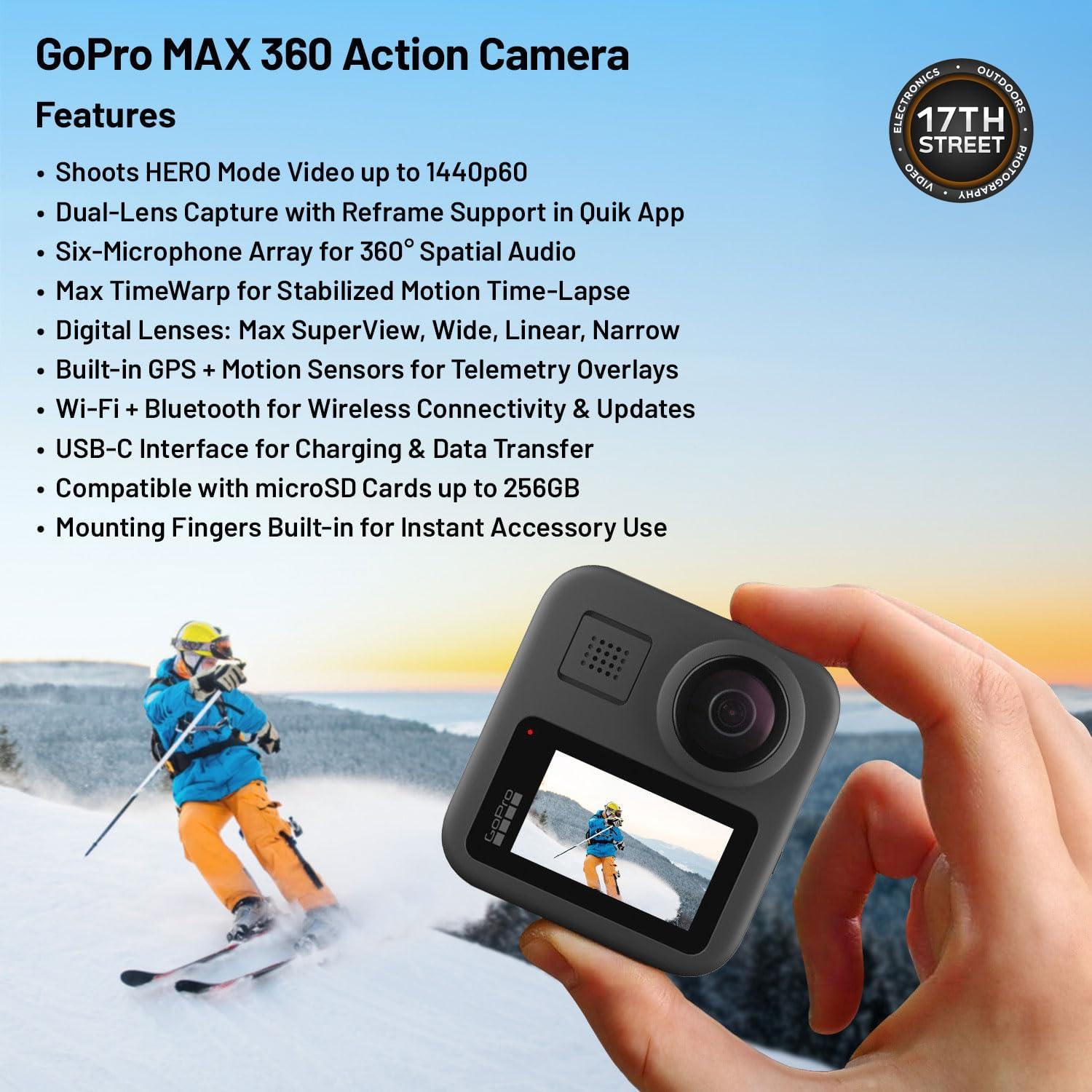 Cámara de Acción GoPro MAX 360 5.6K con Batería Enduro y microSD 32GB