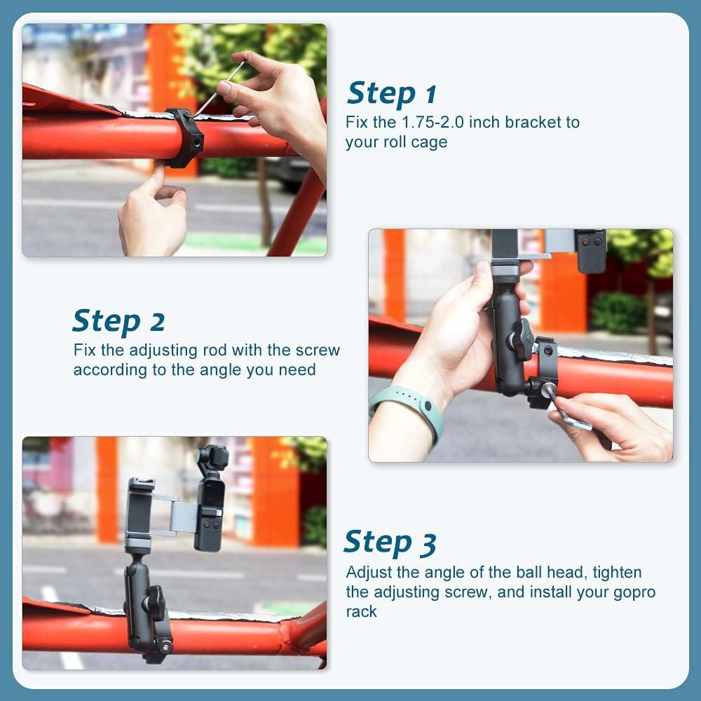 Soporte de cámara UTV ATV 360° GoPro Warmone para barra 1.75-2"