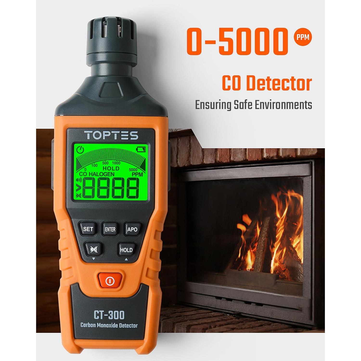 Detector de Monóxido de Carbono TOPTES CT-300 Portátil 0-5000 PPM