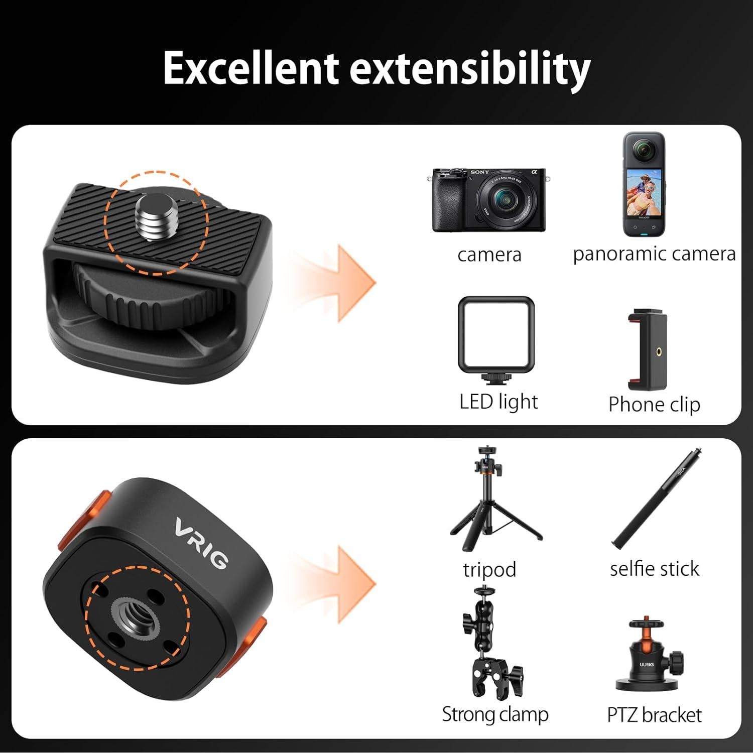 Placa de liberación rápida VRIG Claw Mini 1/4 para cámara