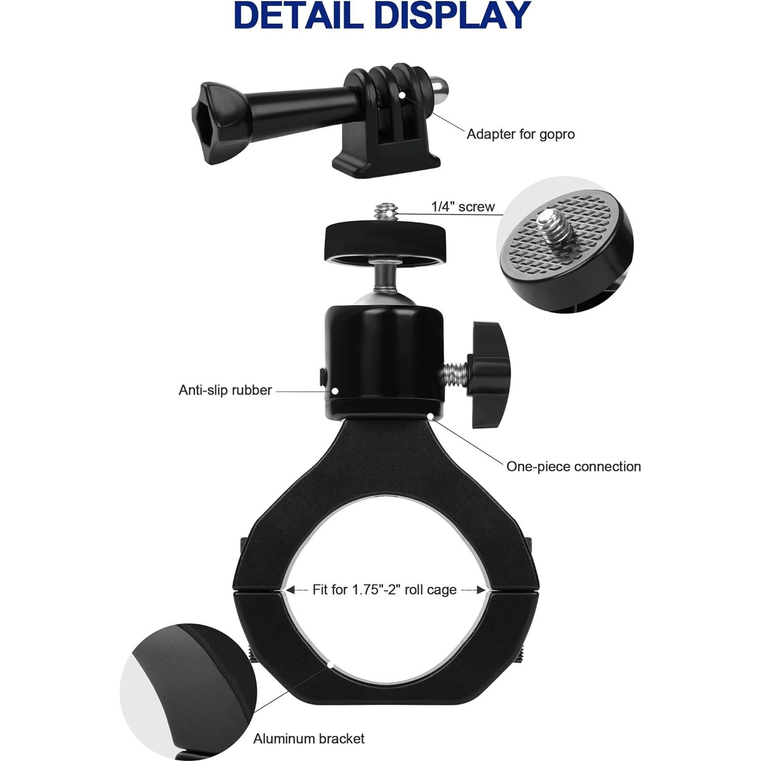 Soporte de Cámara UTV ZIDIYORUO Aluminio 360° para GoPro