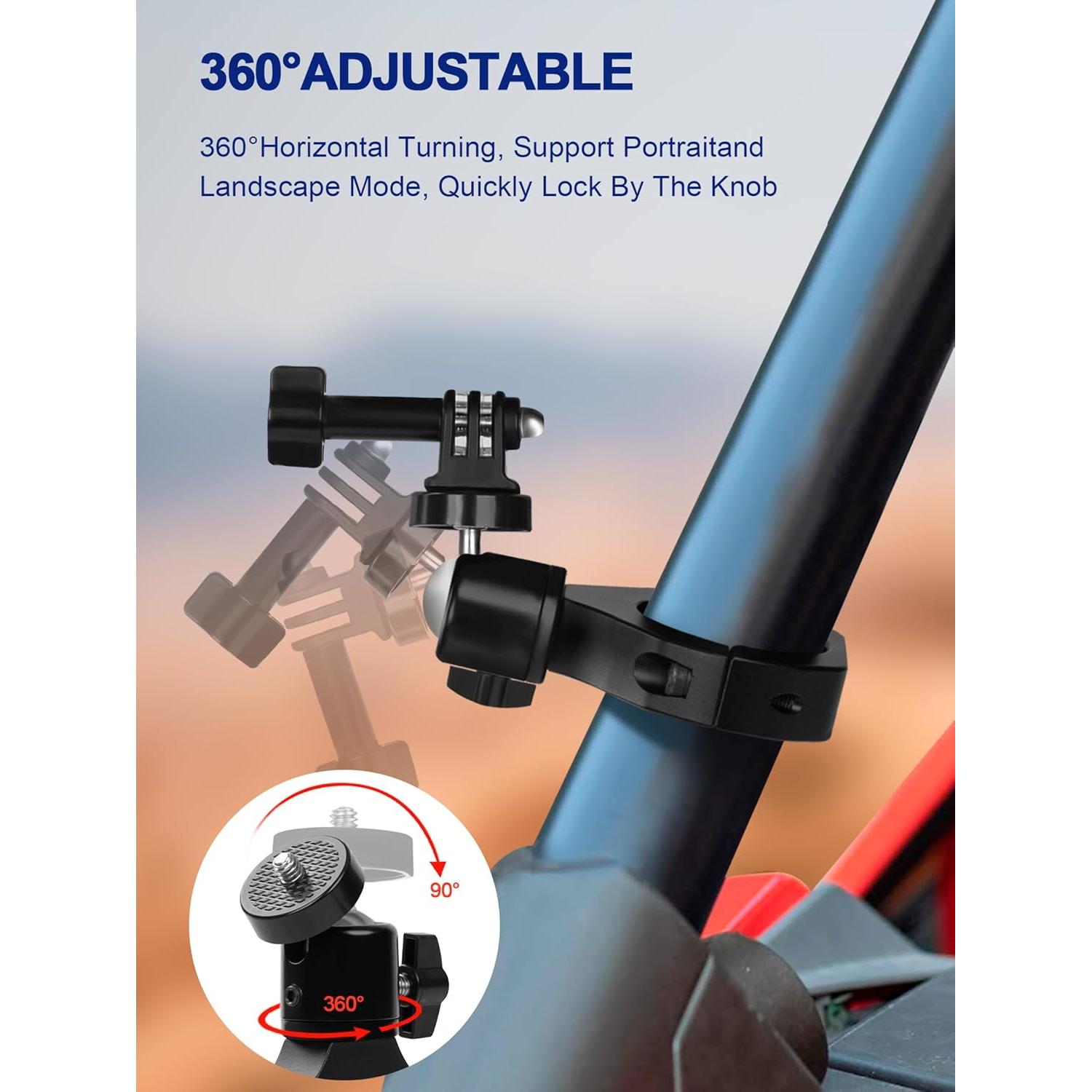 Soporte de Cámara UTV ZIDIYORUO Aluminio 360° para GoPro